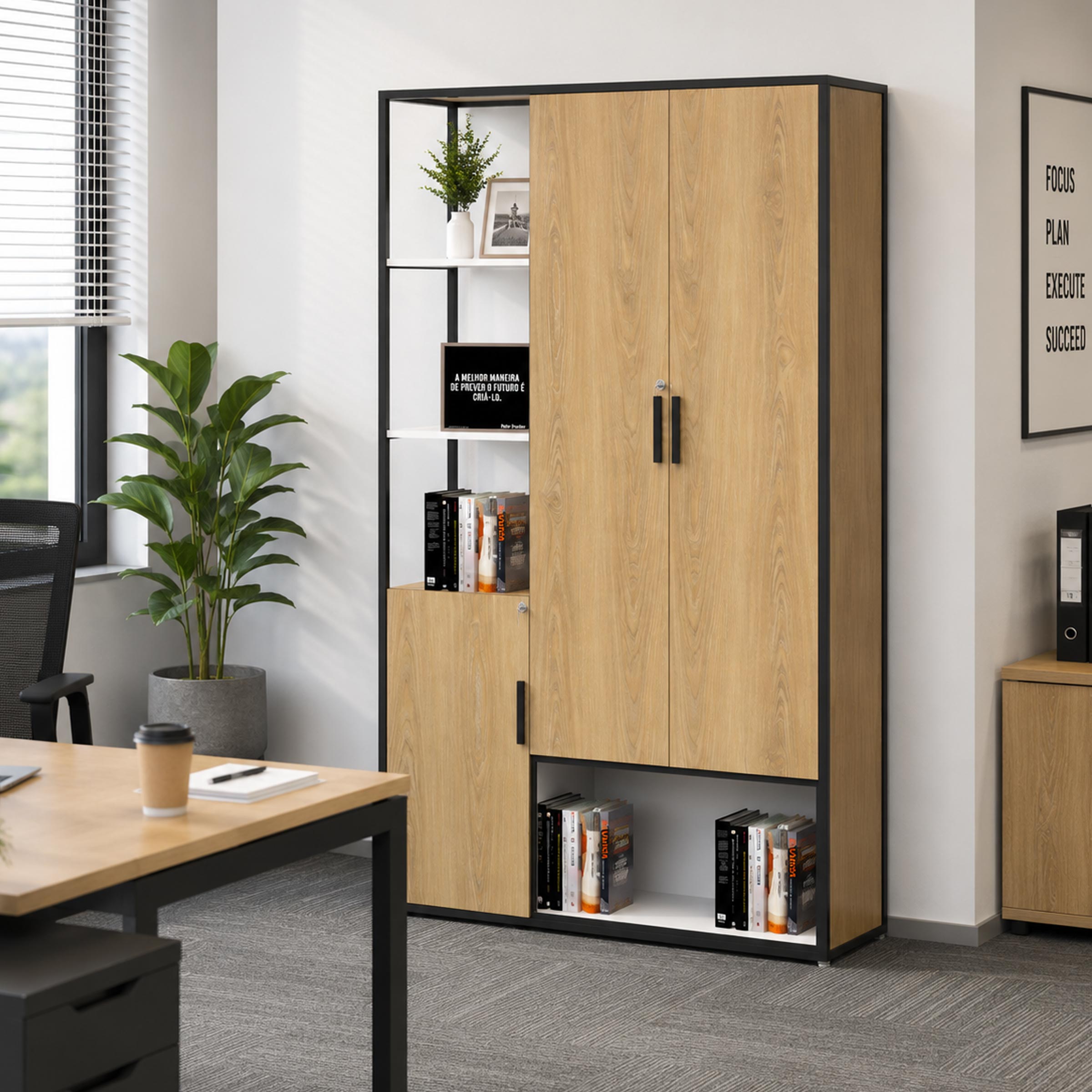 Modern Anvar file cabinet with MS frame and LB board finish for office storage and workspace organization