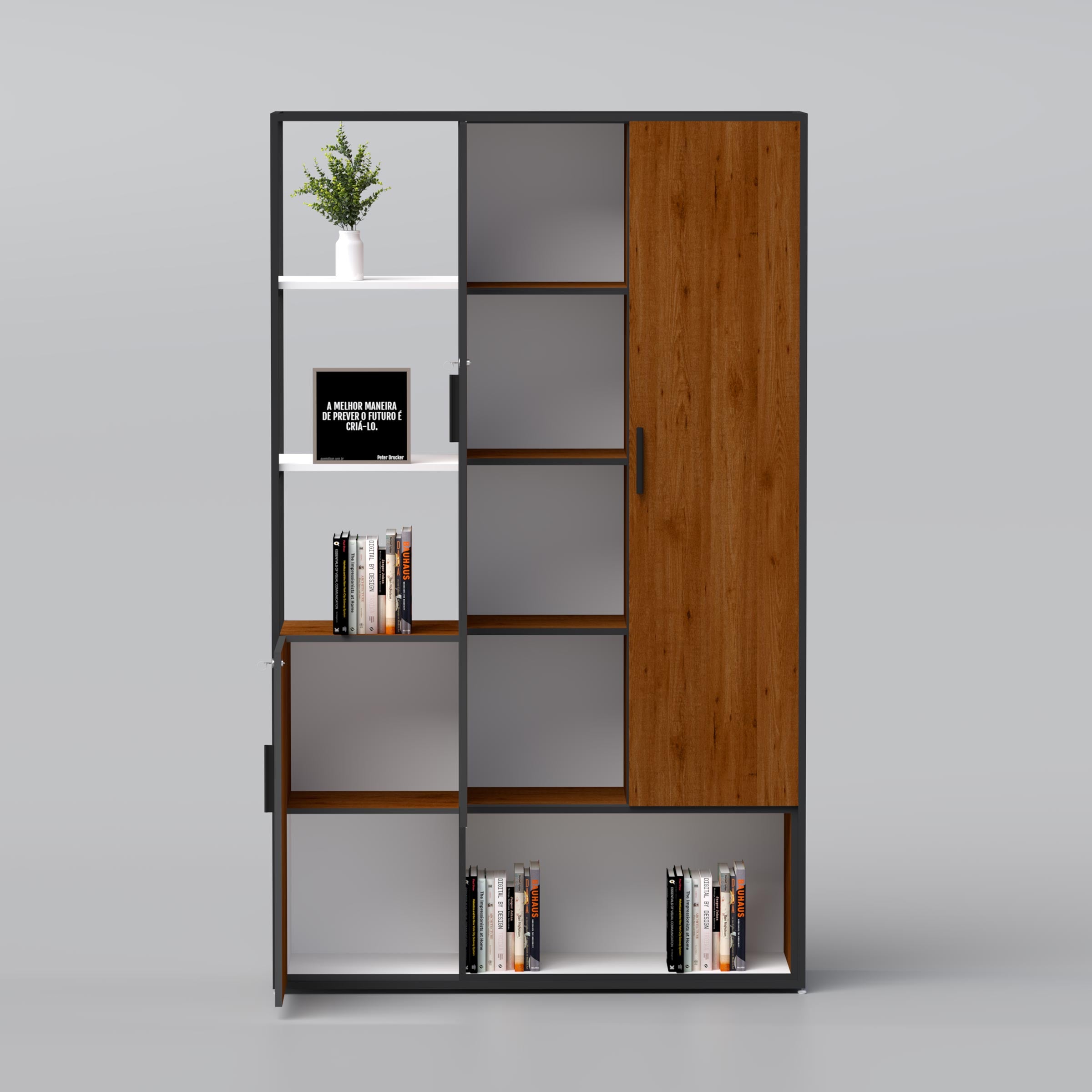 Contemporary wooden file cabinet with durable MS structure for modern office and study room interiors