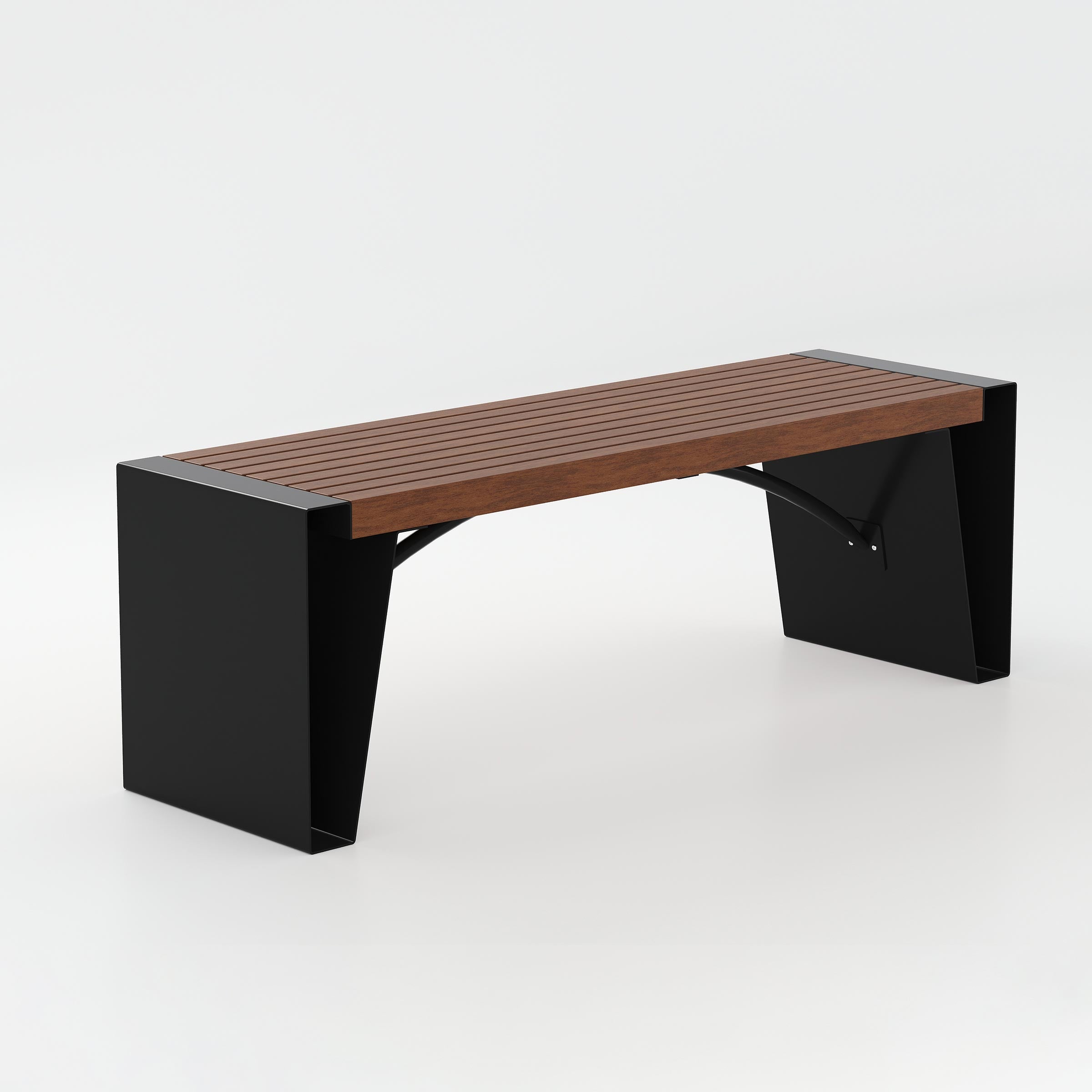 Cavor Waiting Bench for office lobbies and reception areas, modern waiting bench with wooden seat and sturdy metal base.