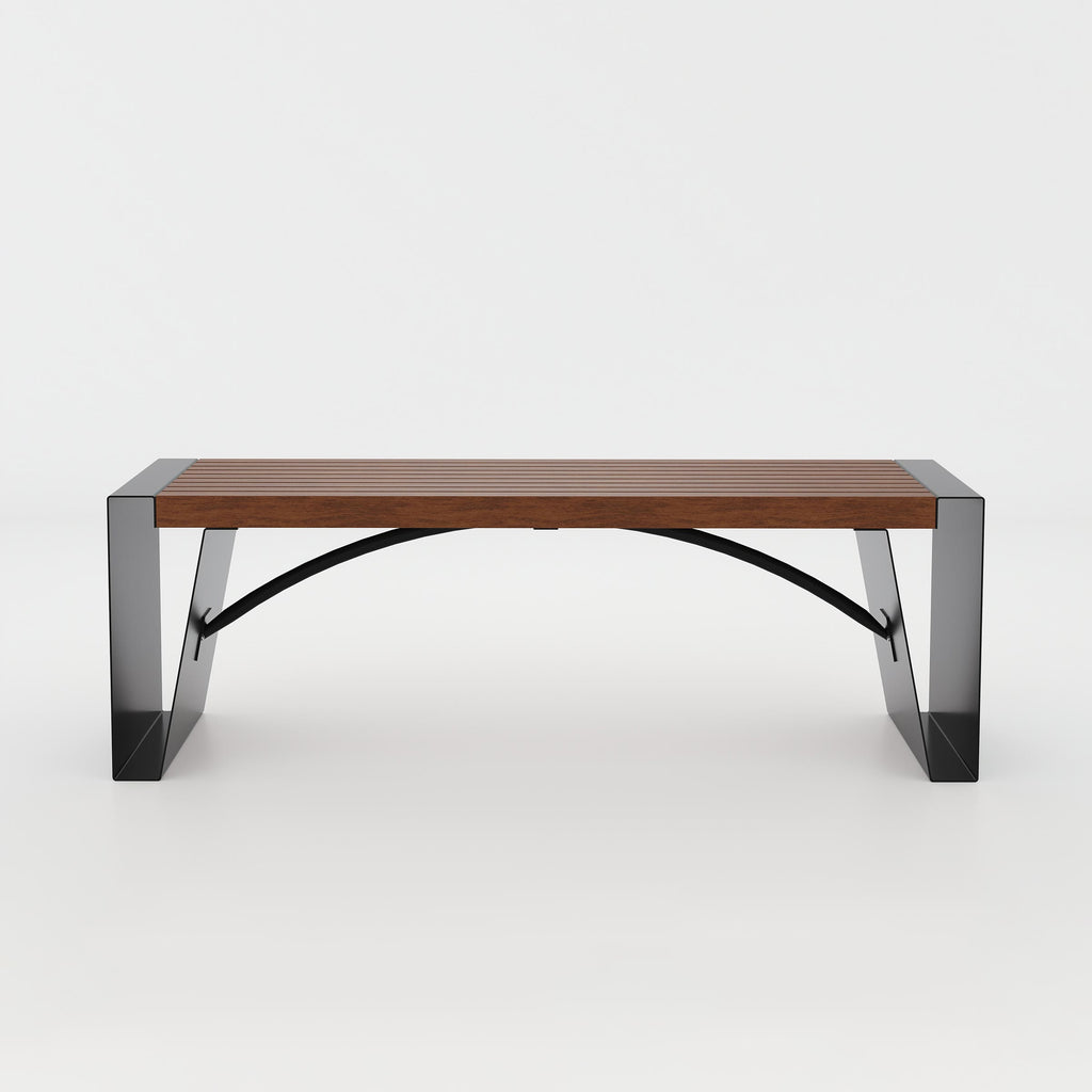 Cavor Waiting Bench for office lobbies and reception areas, modern waiting bench with wooden seat and sturdy metal base.