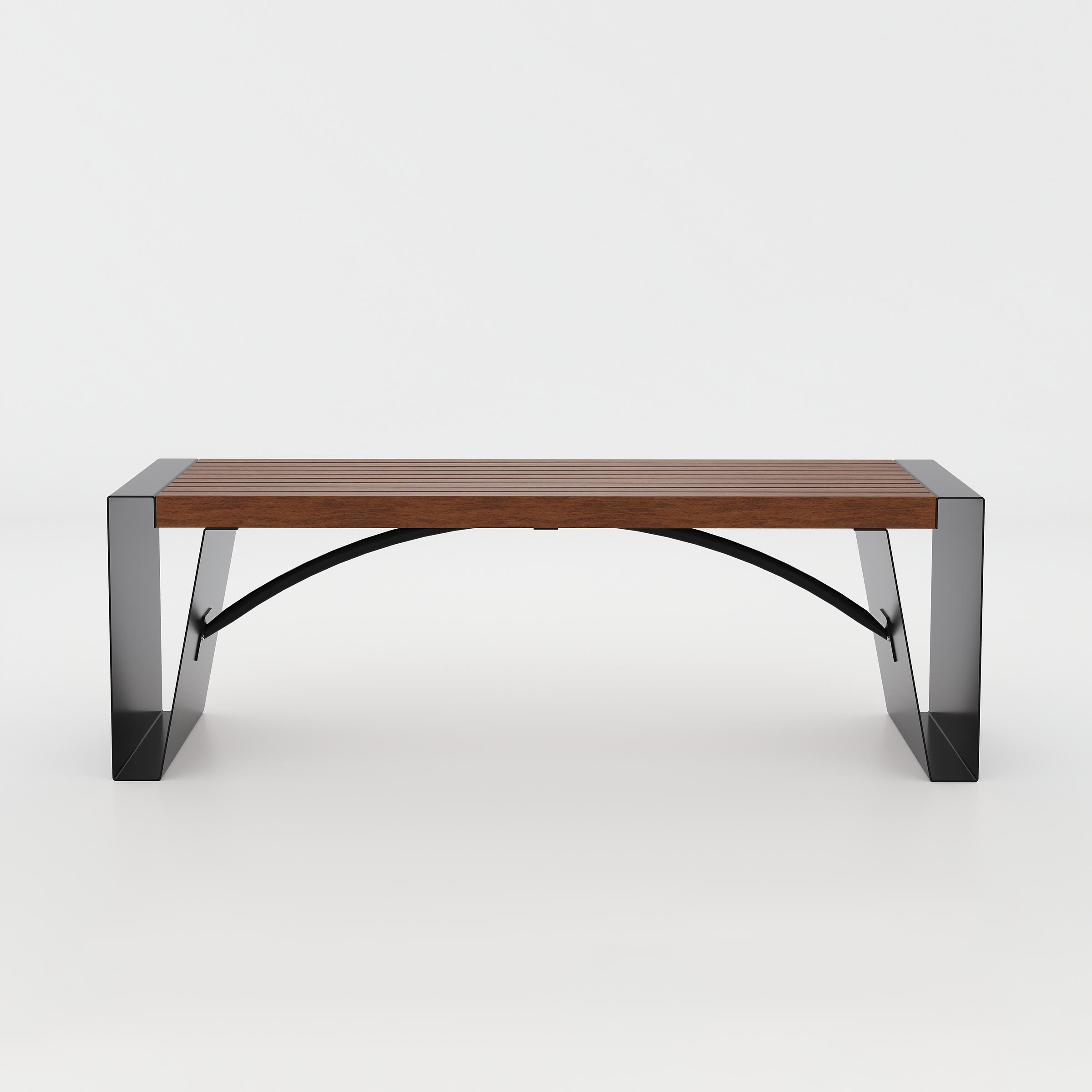 Cavor Waiting Bench for office lobbies and reception areas, modern waiting bench with wooden seat and sturdy metal base.