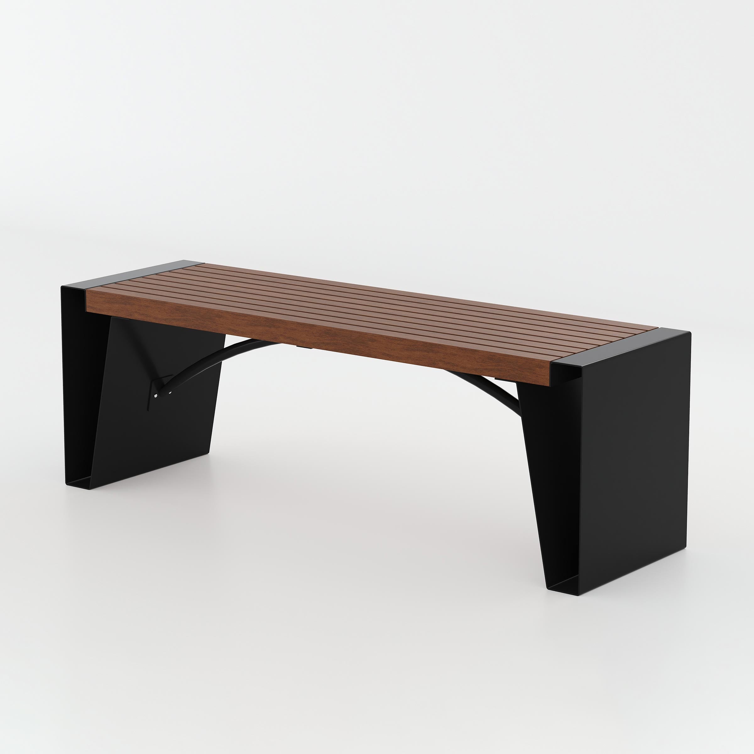 Cavor Waiting Bench for office lobbies and reception areas, modern waiting bench with wooden seat and sturdy metal base.