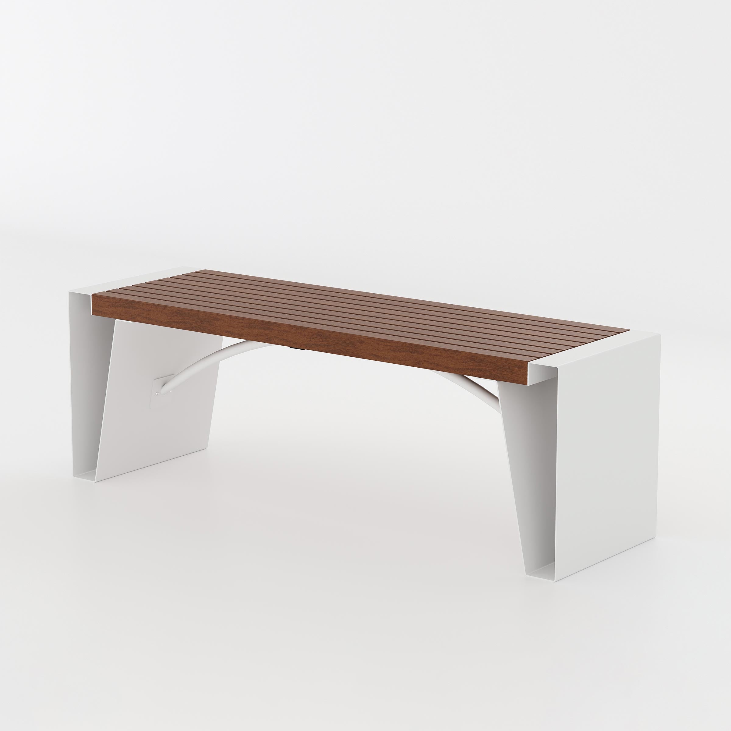 Cavor Waiting Bench for office lobbies and reception areas, modern waiting bench with wooden seat and sturdy metal base.