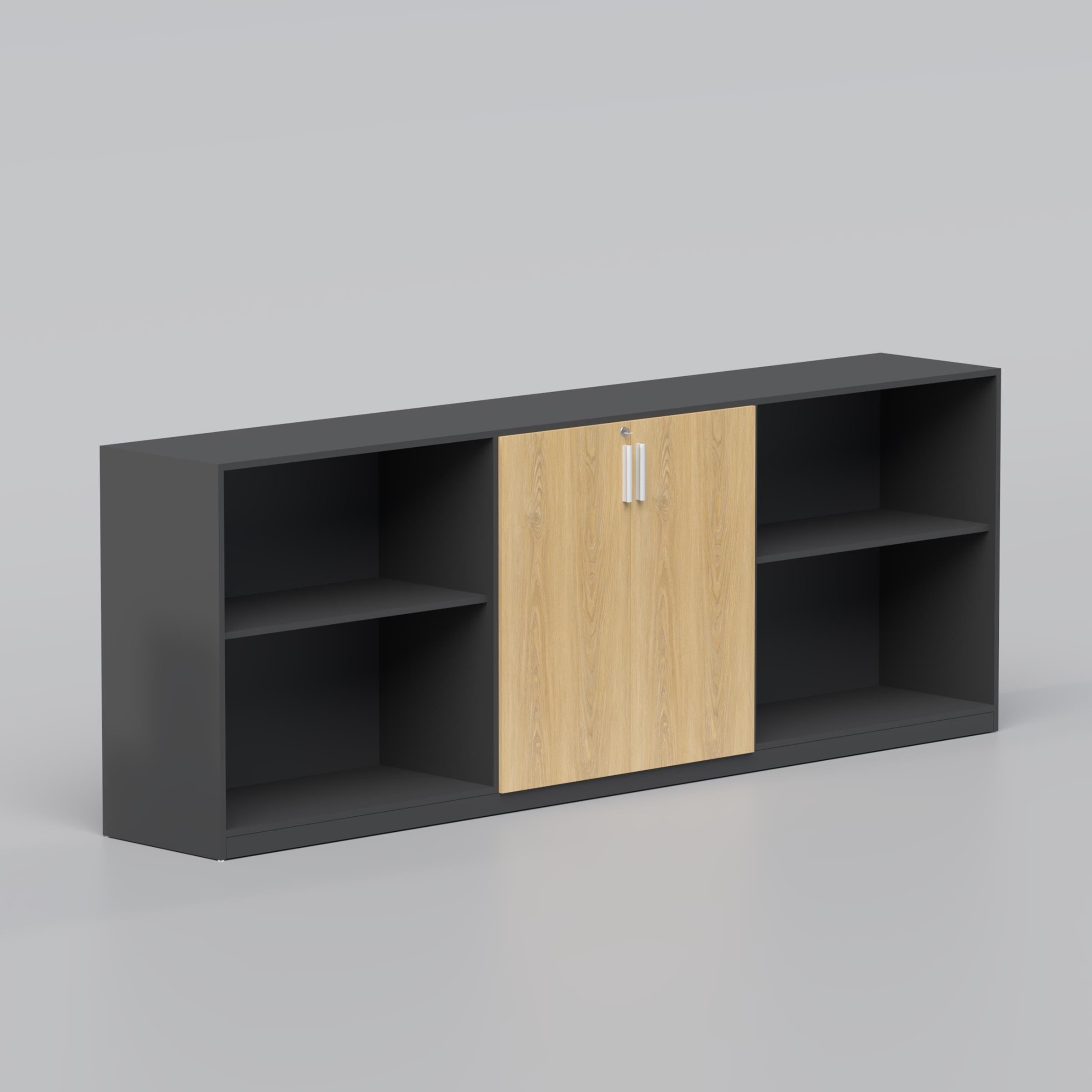 Caylo Low Height Cabinet – Ideal for storing electronics, books, and decor in a compact design.