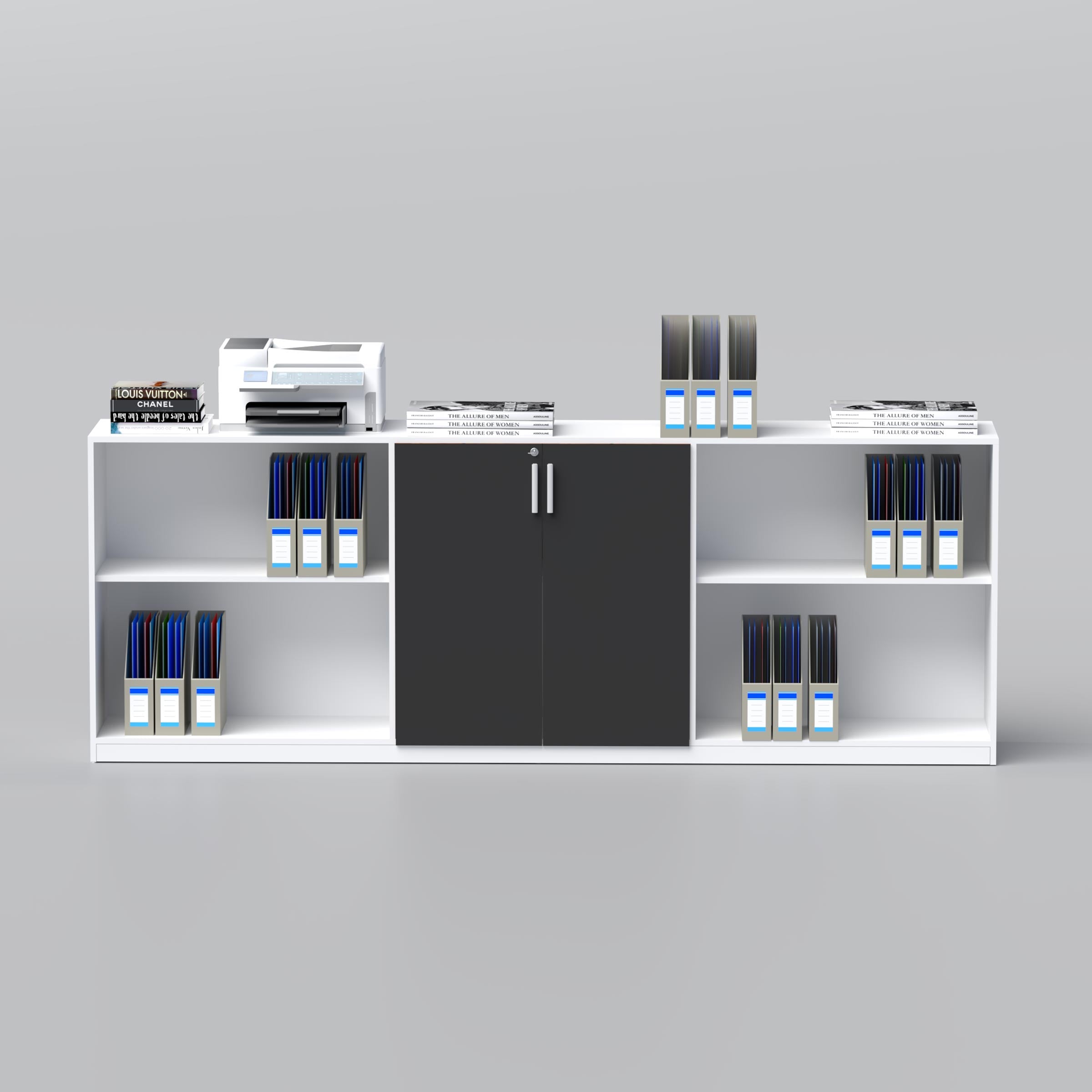Caylo Low Height Cabinet – Organize your home with this contemporary, low-height storage solution.