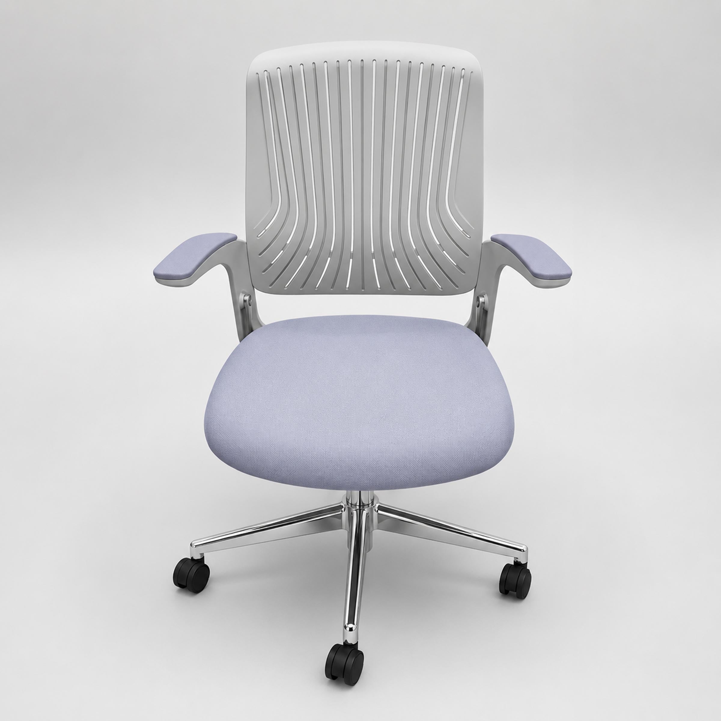 Discuss Executive Chair with chrome base, ergonomic back support and cushioned seat for modern office comfort use