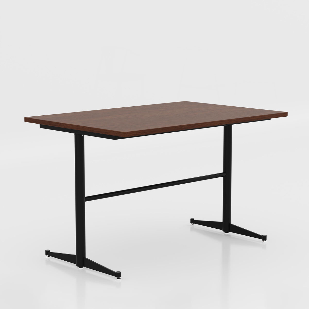 Space-saving stackable dining table with MS tube frame and premium wooden finish for dining areas.