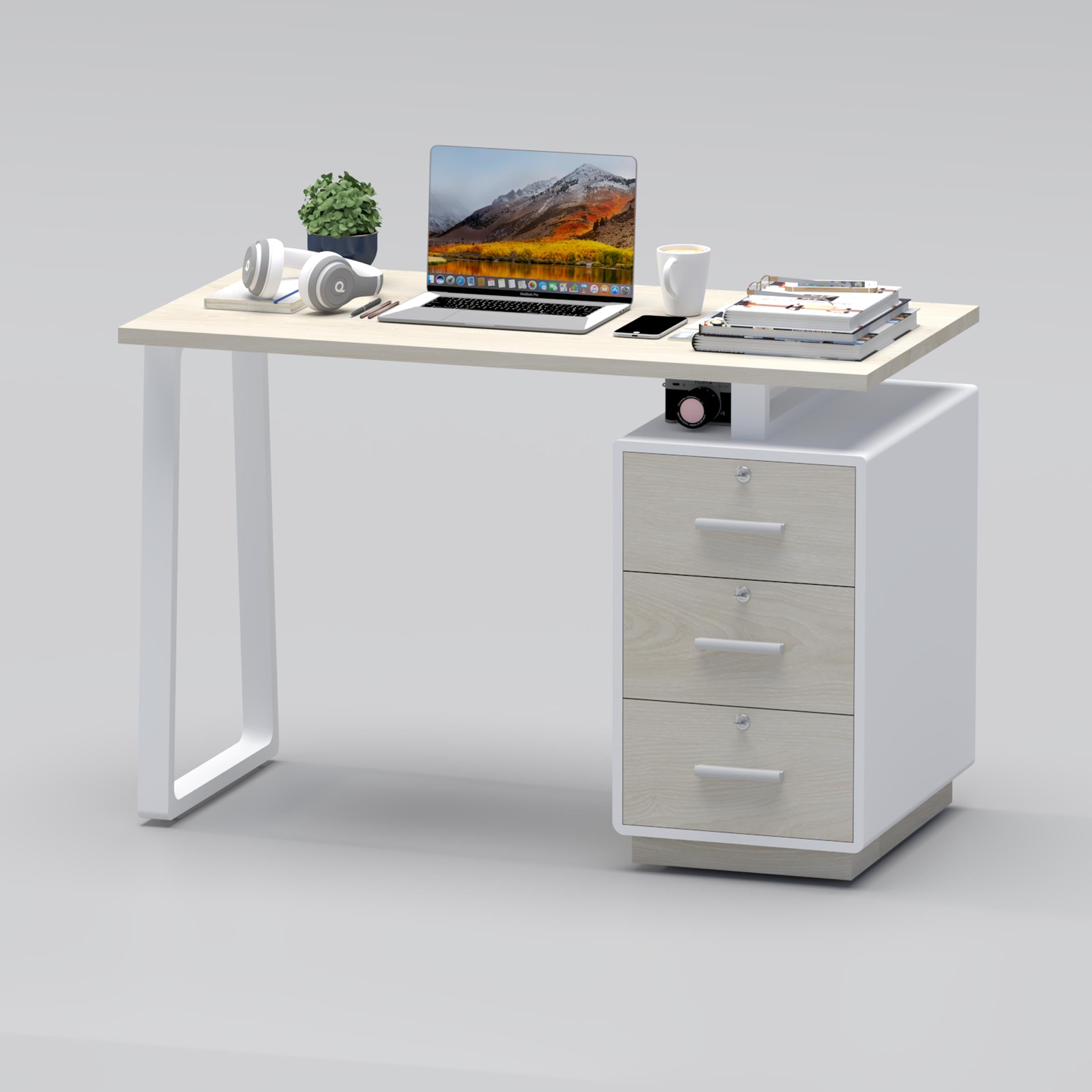 Elyra Study Table for students, modern study desk with drawer storage, laptop space, and organized bedroom setup BD now.