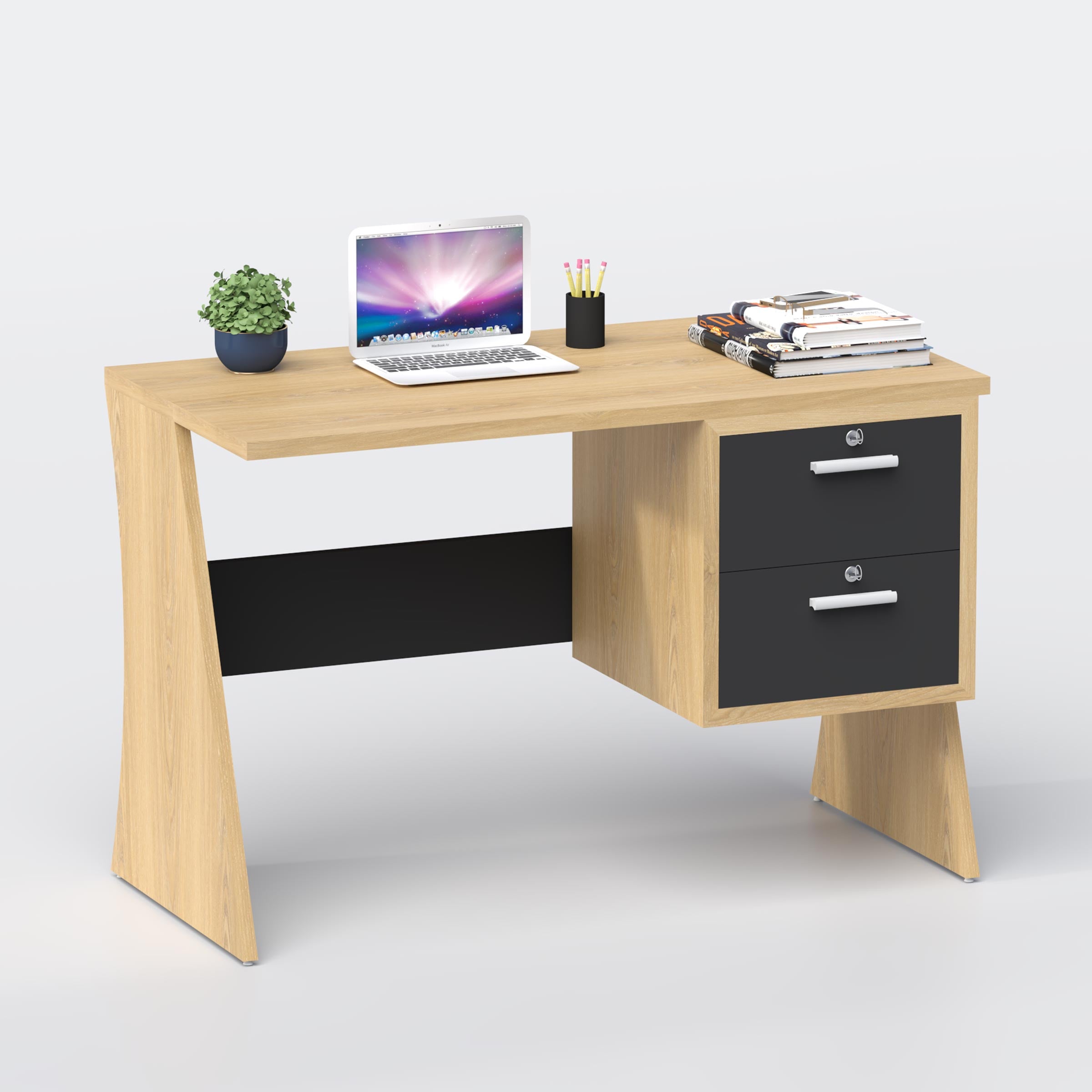 Evrin Study Table with 2 drawers, stylish computer desk for students, bedroom study, laptop work, and smart storage now.