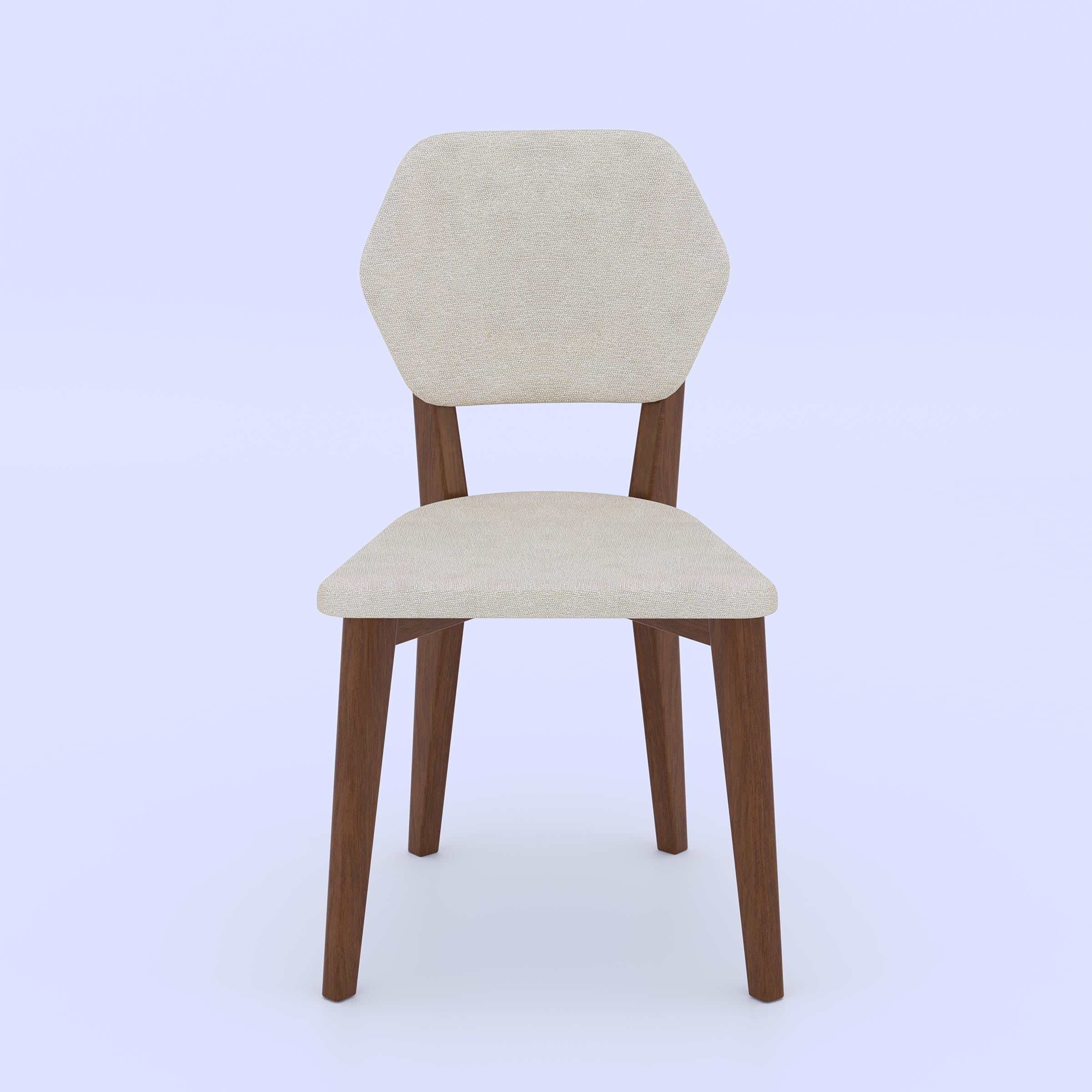 Premium wooden dining chair with comfortable fabric seat, geometric backrest, and durable solid wood construction by Fexon.