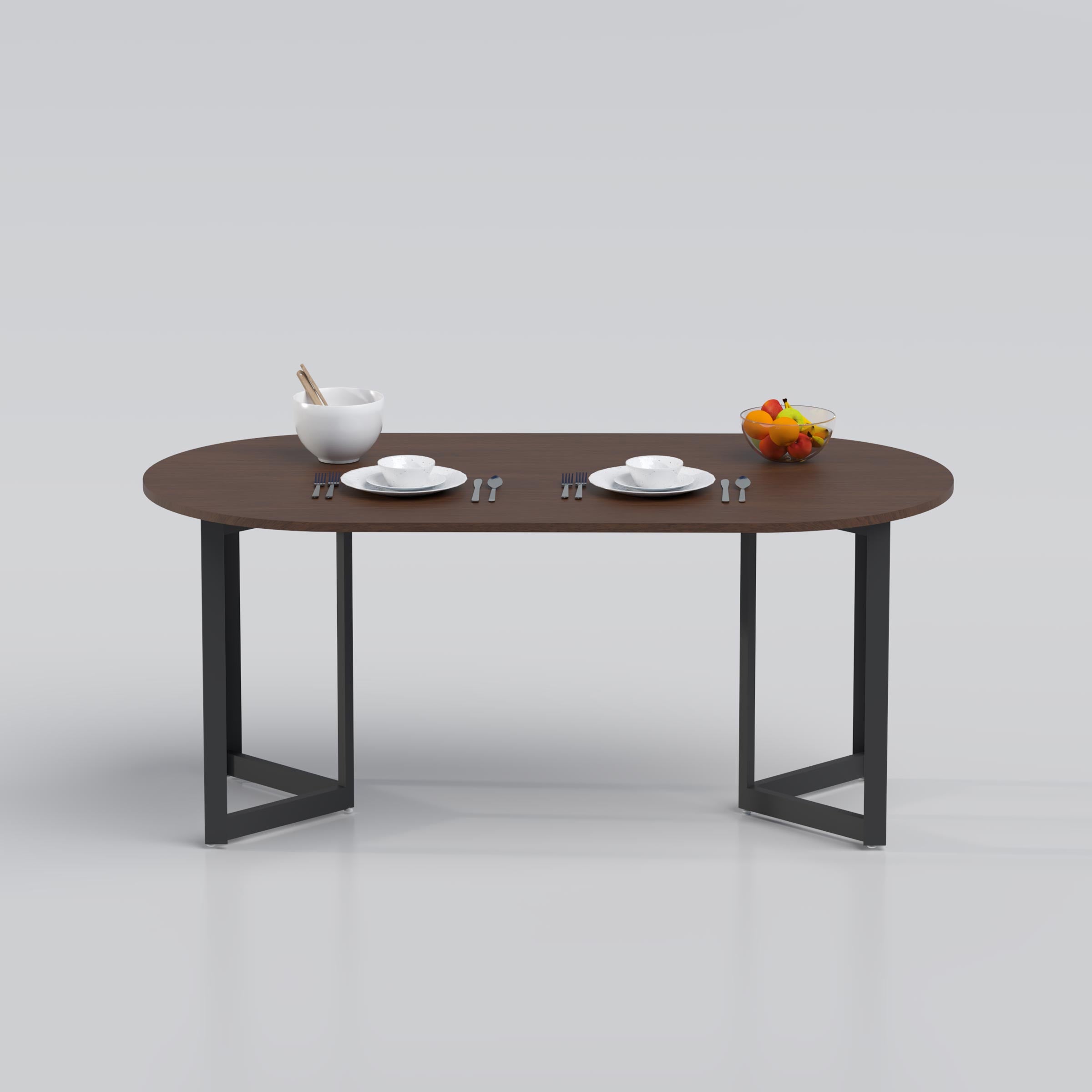Elegan Dining Table for modern dining rooms with oval tabletop and strong metal leg support