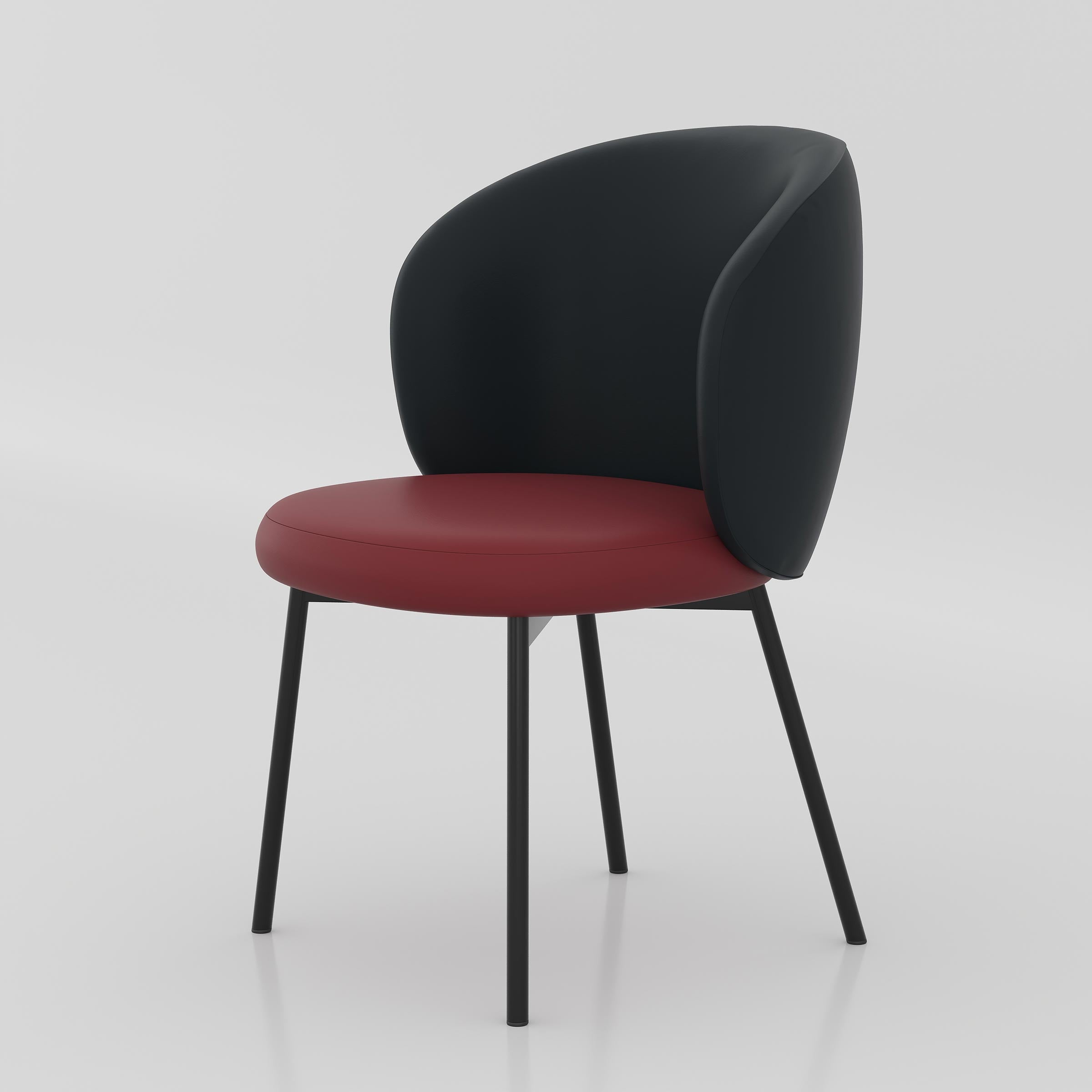 Modern Jolen dining chair with slim black legs for home dining, cafe, restaurant, and office pantry