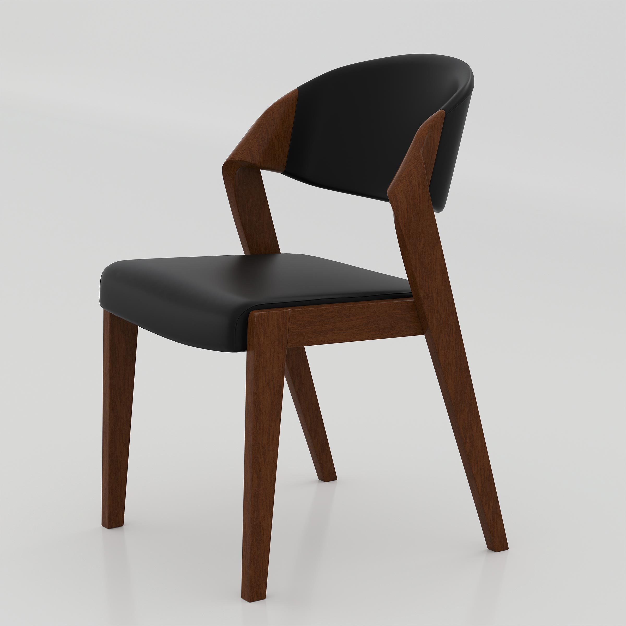 Upgrade your dining space with the Kelvo Dining Chair, featuring a wooden frame, cushioned Rexine seat, and curved back design for modern home and restaurant interiors.