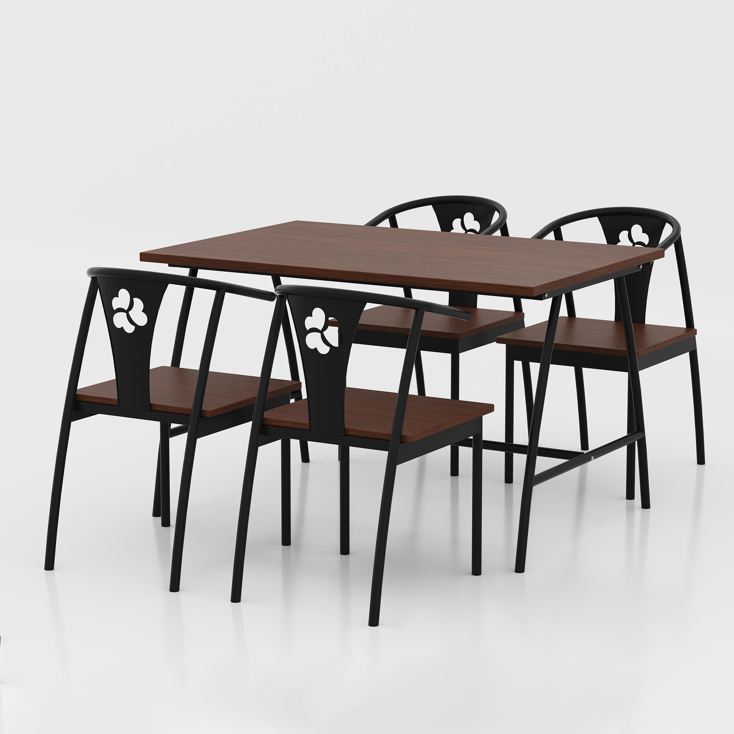 Kerox Restaurant Table with an engineered wood or LB board top, open legroom and black metal supports for contemporary hospitality interiors.