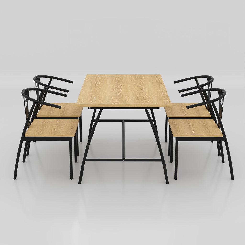 Rectangular Kerox café table with a lacquer-finished wood surface and structured MS round-tube base for restaurants and food courts.
