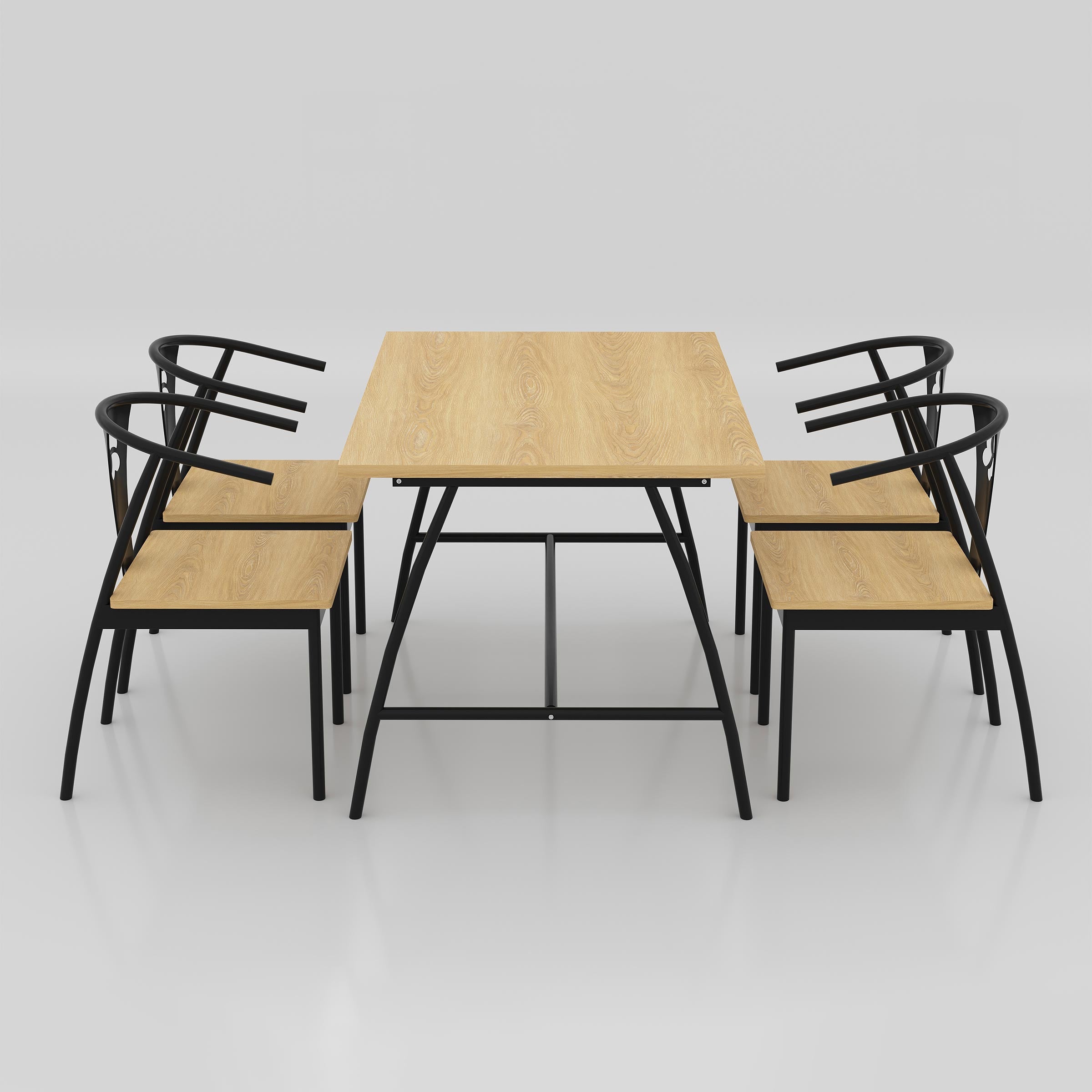Rectangular Kerox café table with a lacquer-finished wood surface and structured MS round-tube base for restaurants and food courts.