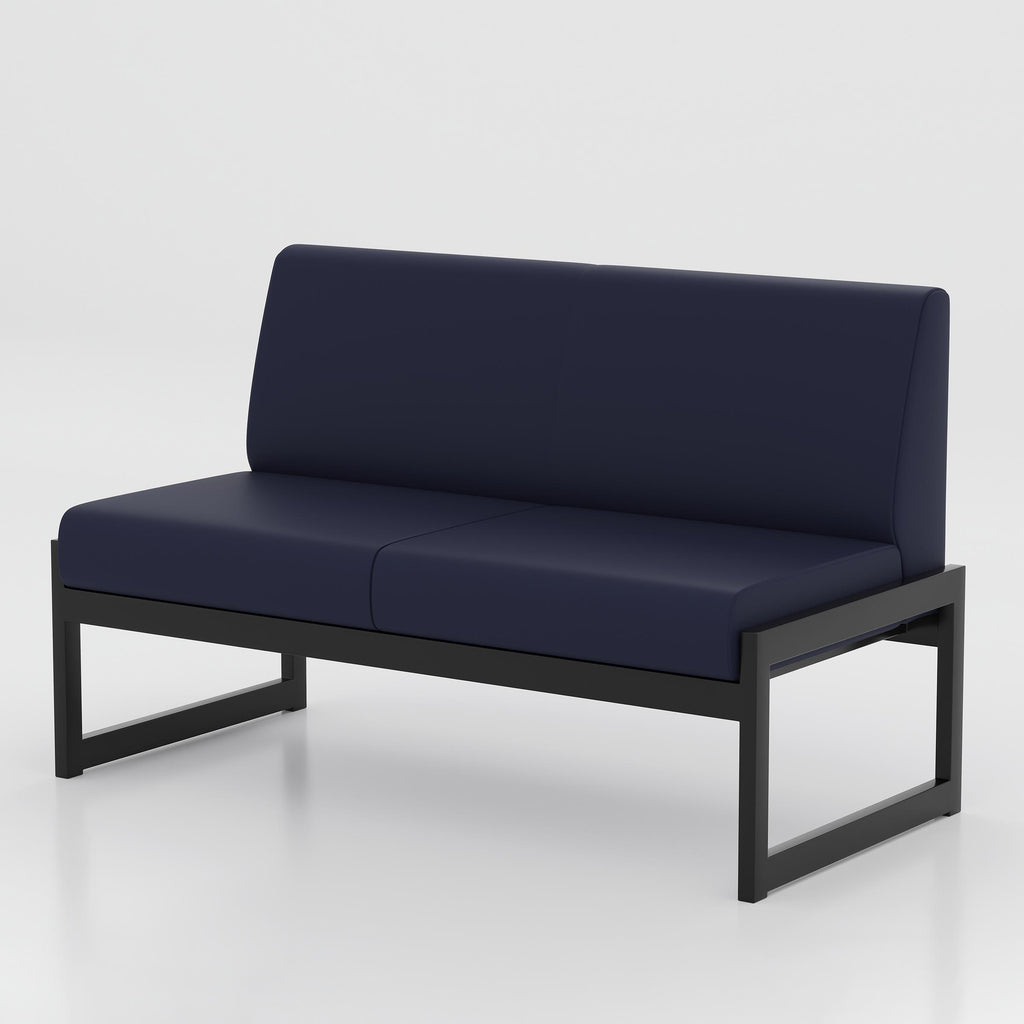 Navy Lerox sofa with a black rectangular frame.