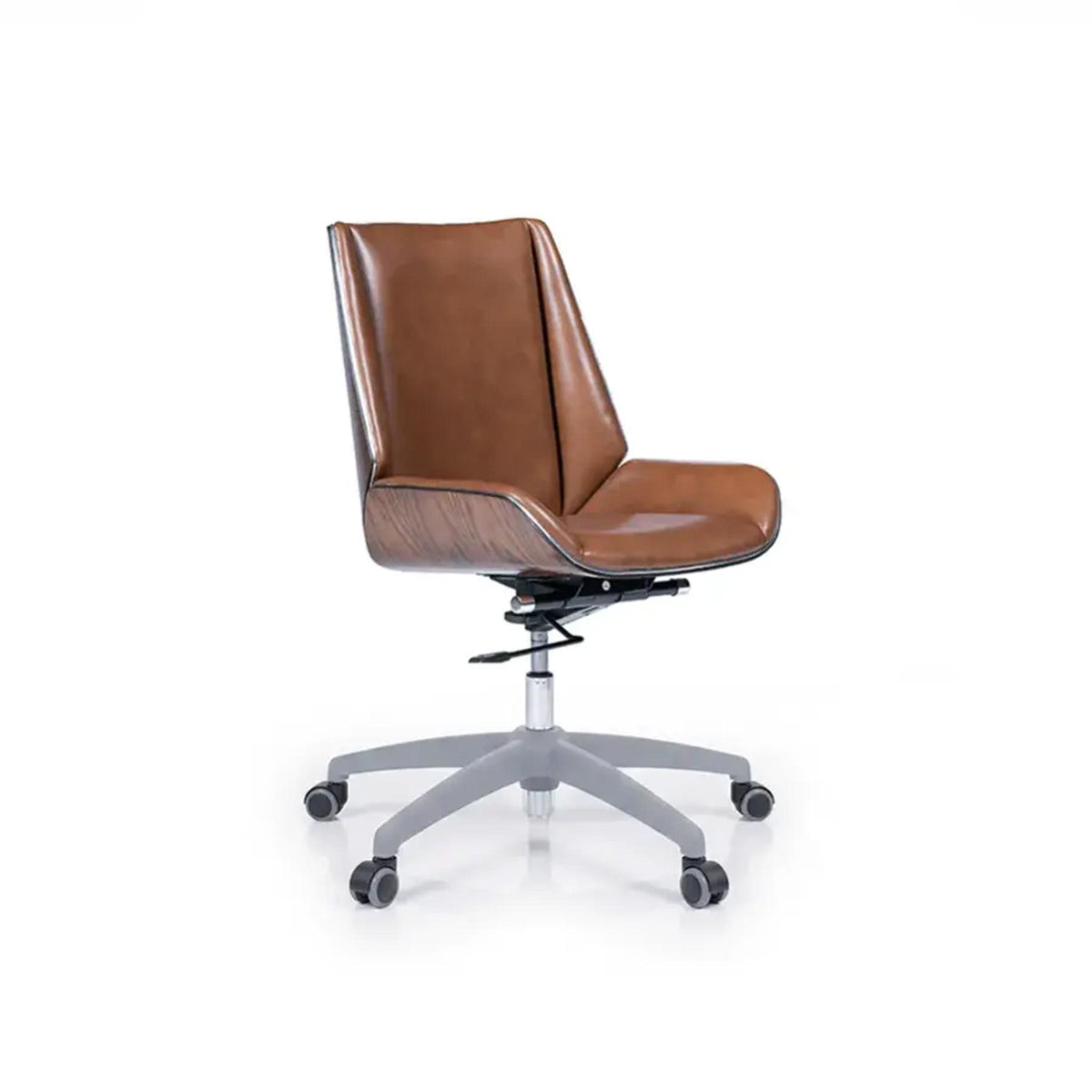 Linden Executive Chair with brown cushioned seating and stylish wooden accents, ideal for executive cabins and office desks.