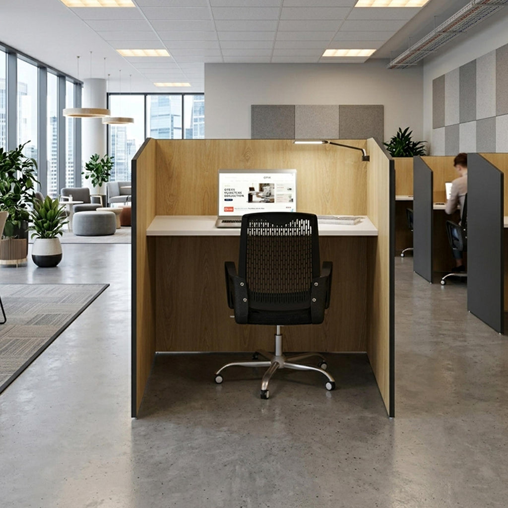 Lonex Single Seater Workstation with high privacy panels and cable access for focused individual office work.