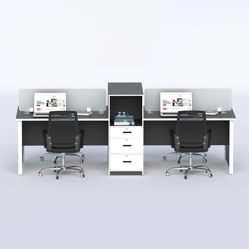 Space-saving Mavon 4-seater workstation designed for startups, agencies, and shared office environments