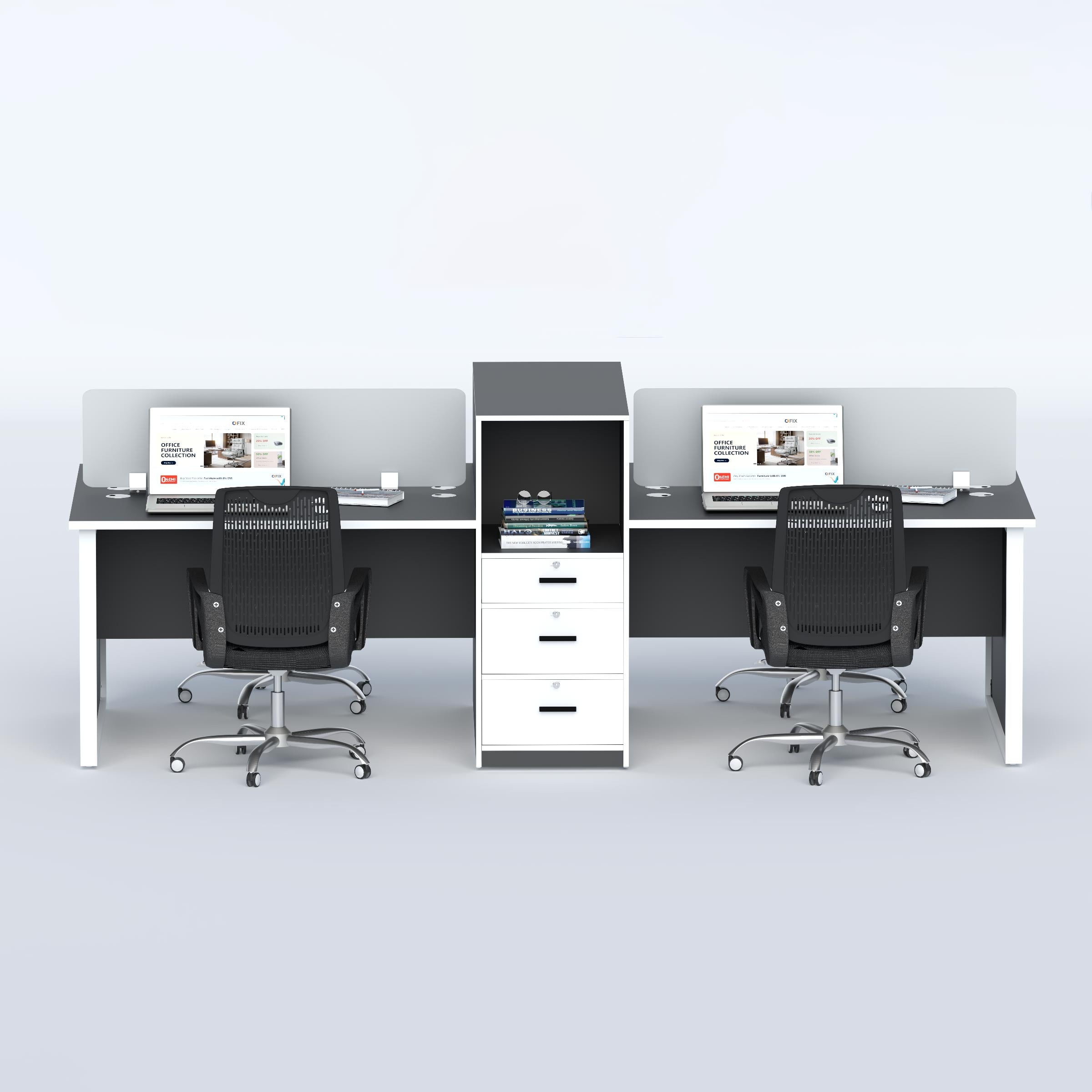 Space-saving Mavon 4-seater workstation designed for startups, agencies, and shared office environments