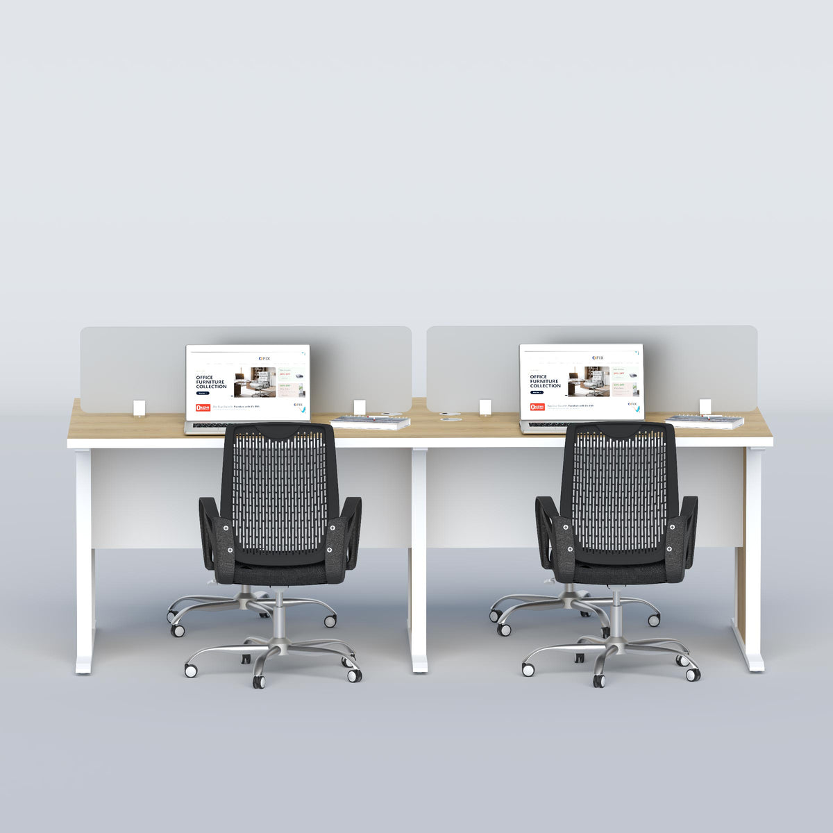 Novar collaborative workstation for four employees with individual work zones and cable management for modern office interiors.