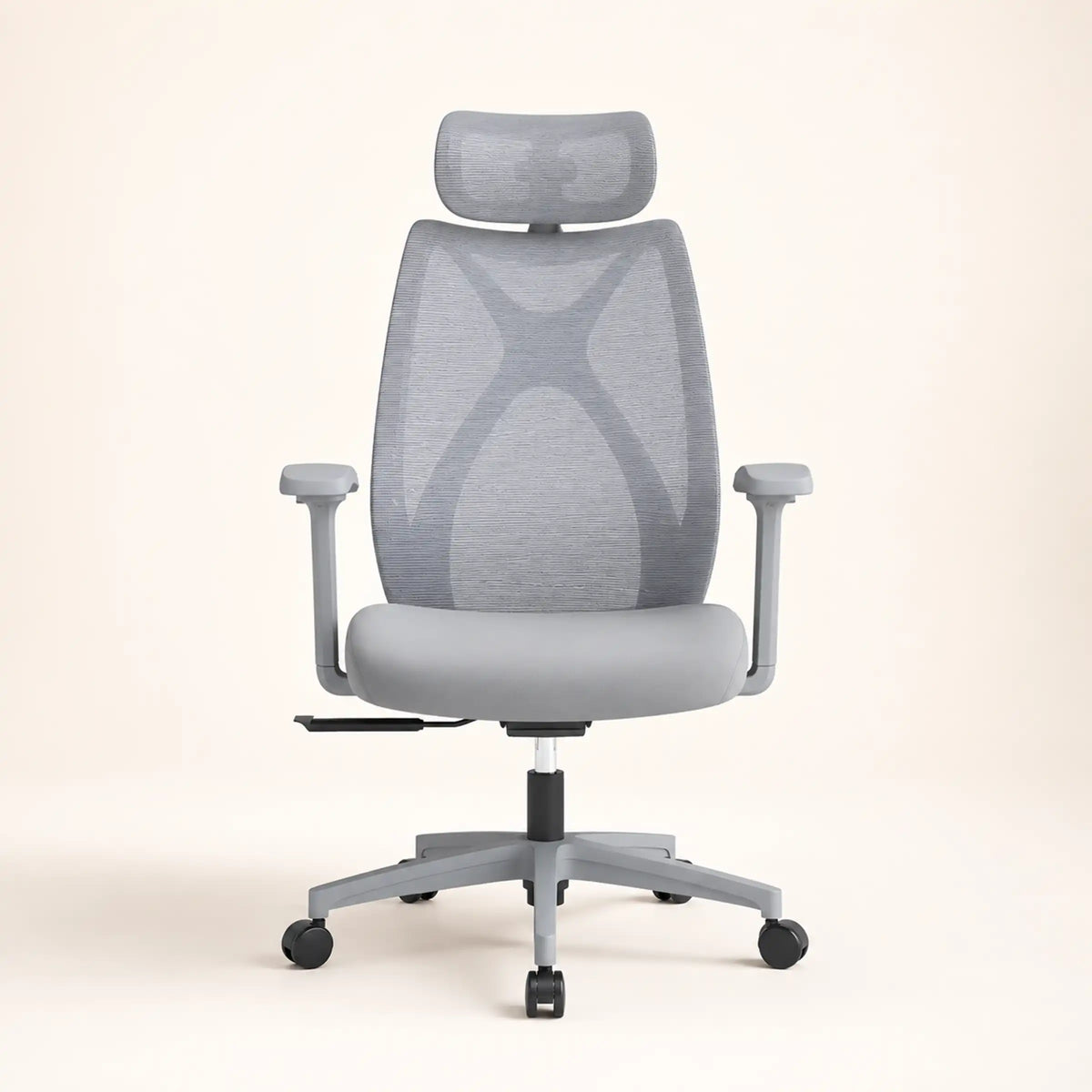 Prime Ergonomic Chair in black with breathable mesh back, headrest, cushioned seat and caster base for office use.
