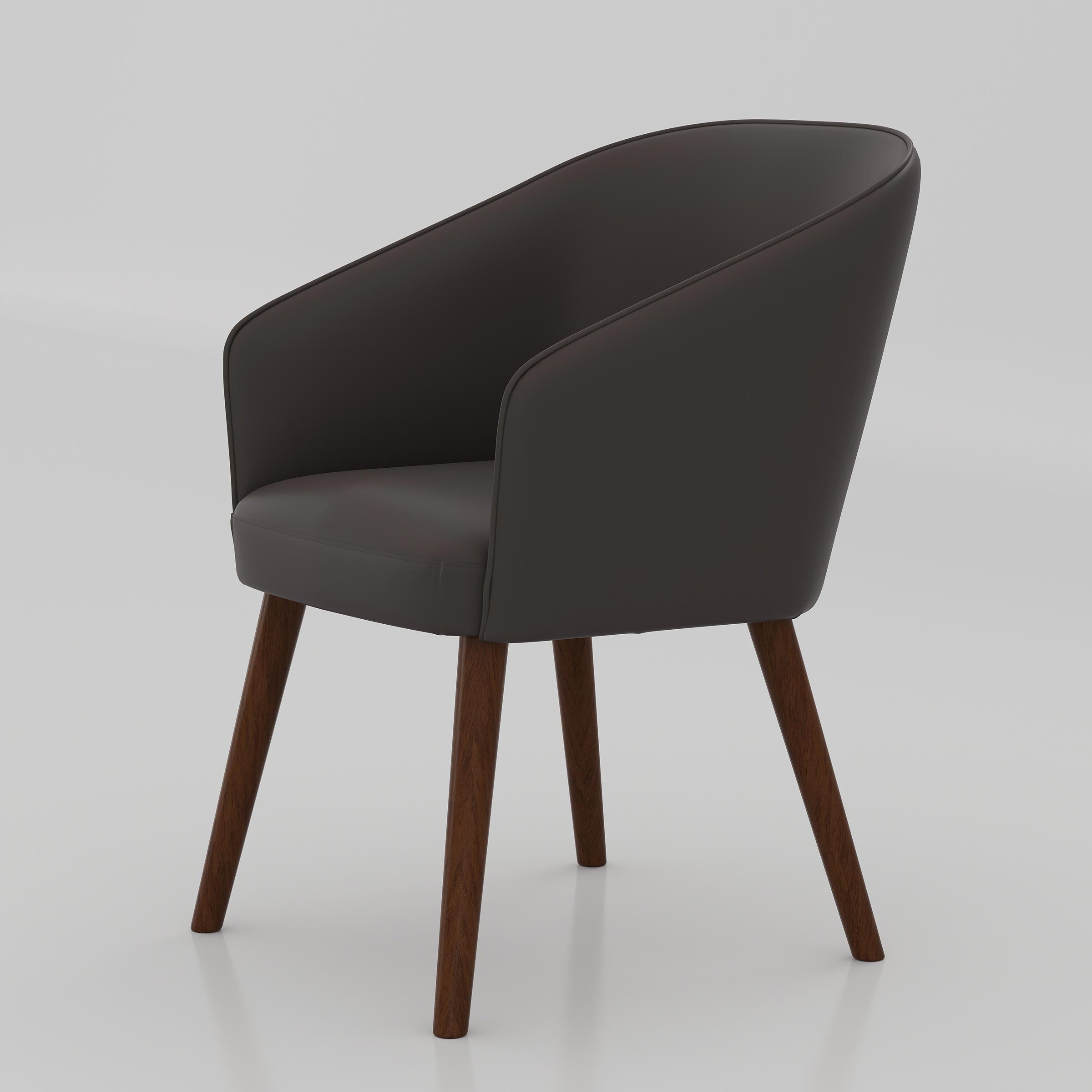 Add a premium touch to your dining room with the Ralox Dining Chair, designed with a cozy cushioned seat, elegant curved shape, and strong wooden legs.