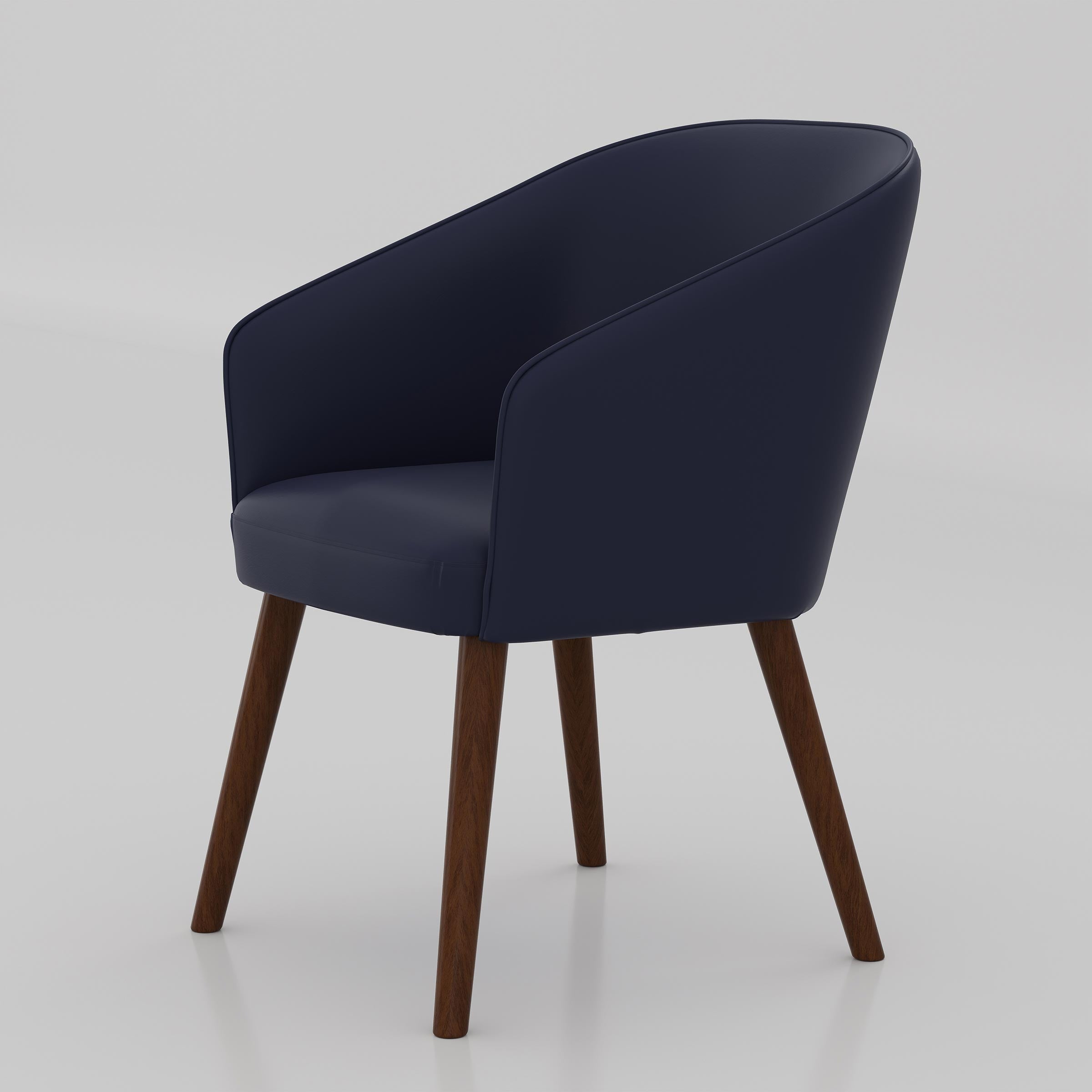 Shop the Ralox Dining Chair for a modern dining setup with comfortable seating, smooth Rexine upholstery, supportive armrest design, and stylish wooden legs.