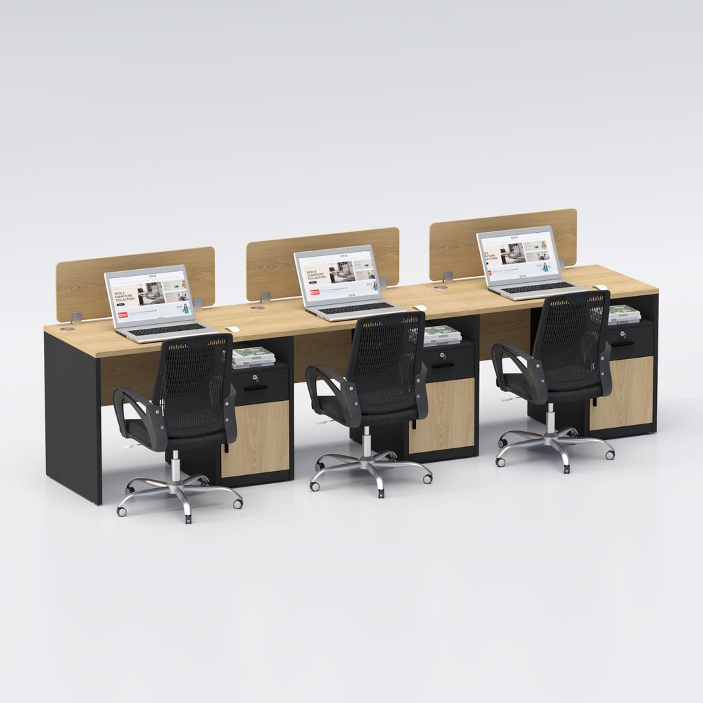 TaskFlow Side by side three seater Workstation