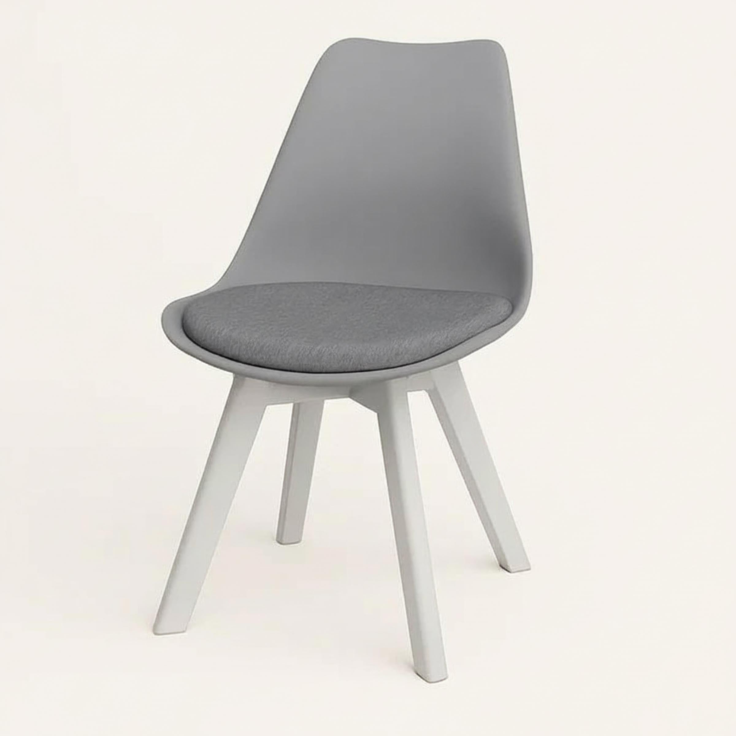 Stylish Tulip Indoor Chair with cushioned seat and durable PVC shell. Perfect for dining, living, or as a dinner wagon chair. Available in 9 colors.