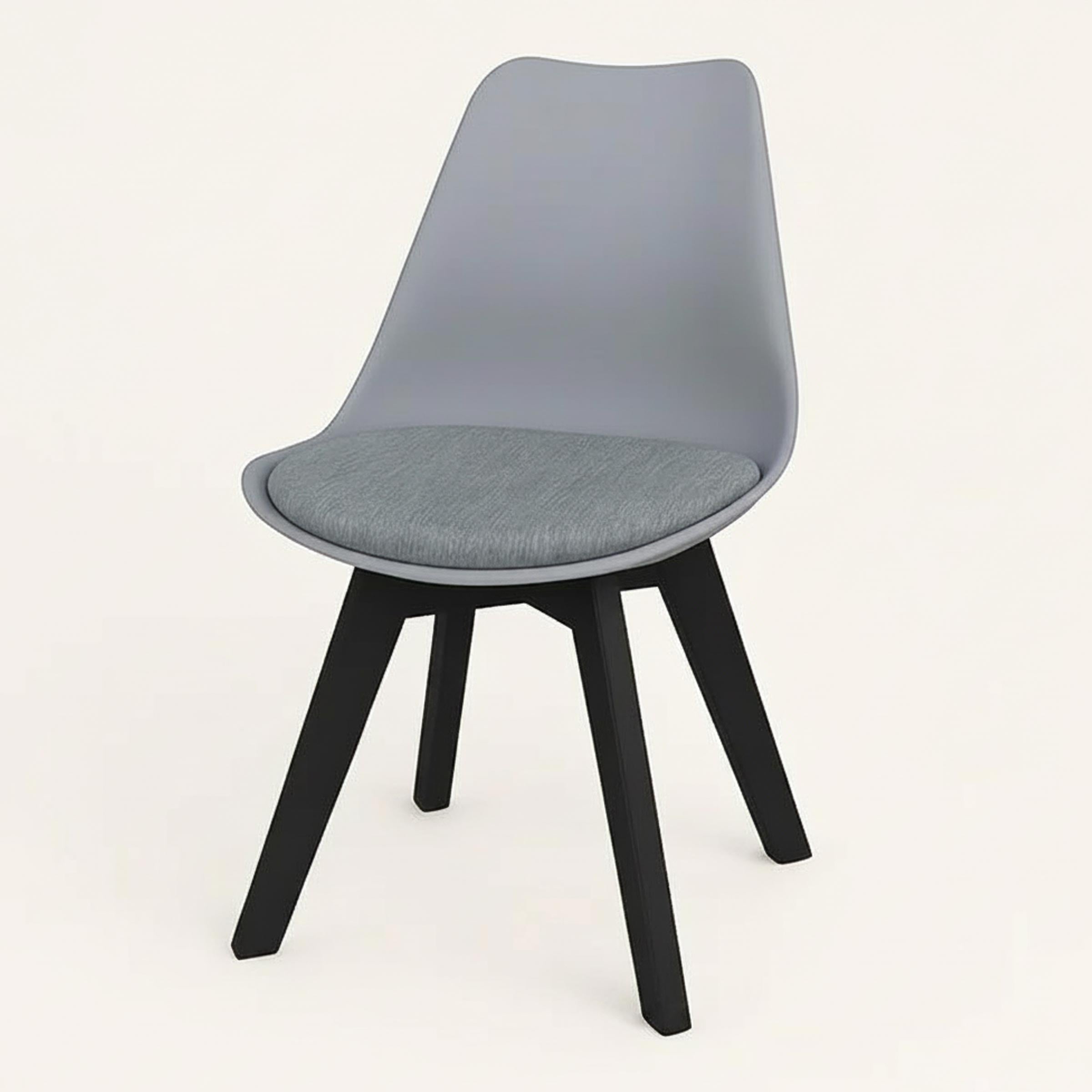 Stylish Tulip Indoor Chair with cushioned seat and durable PVC shell. Perfect for dining, living, or as a dinner wagon chair. Available in 9 colors.