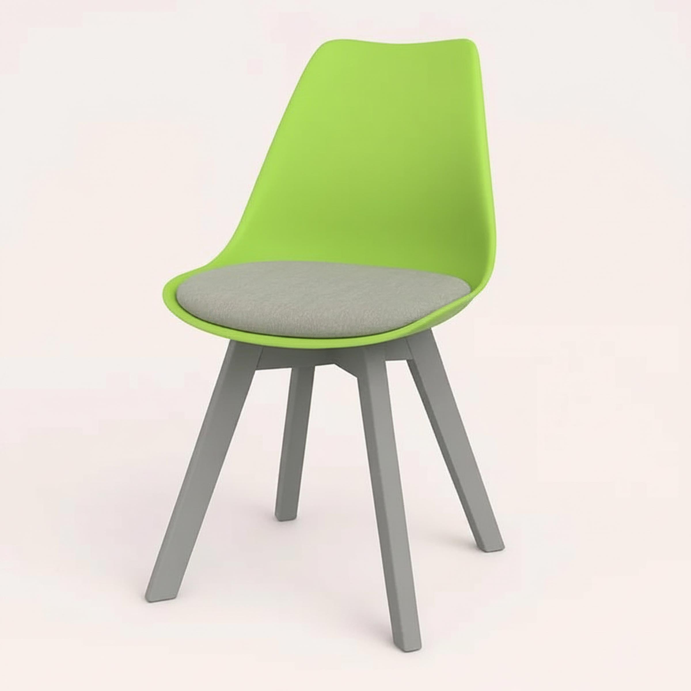 Stylish Tulip Indoor Chair with cushioned seat and durable PVC shell. Perfect for dining, living, or as a dinner wagon chair. Available in 9 colors.