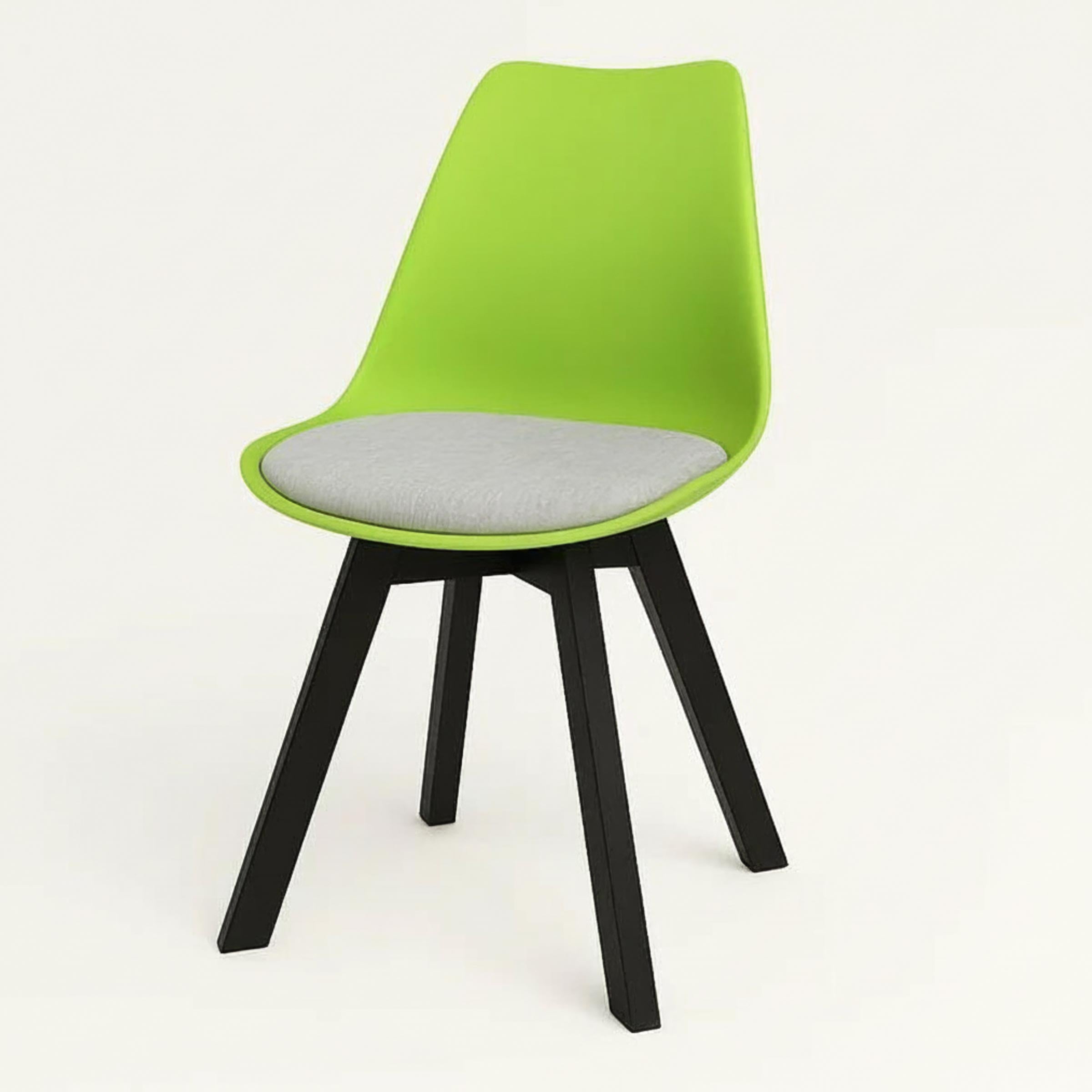 Stylish Tulip Indoor Chair with cushioned seat and durable PVC shell. Perfect for dining, living, or as a dinner wagon chair. Available in 9 colors.
