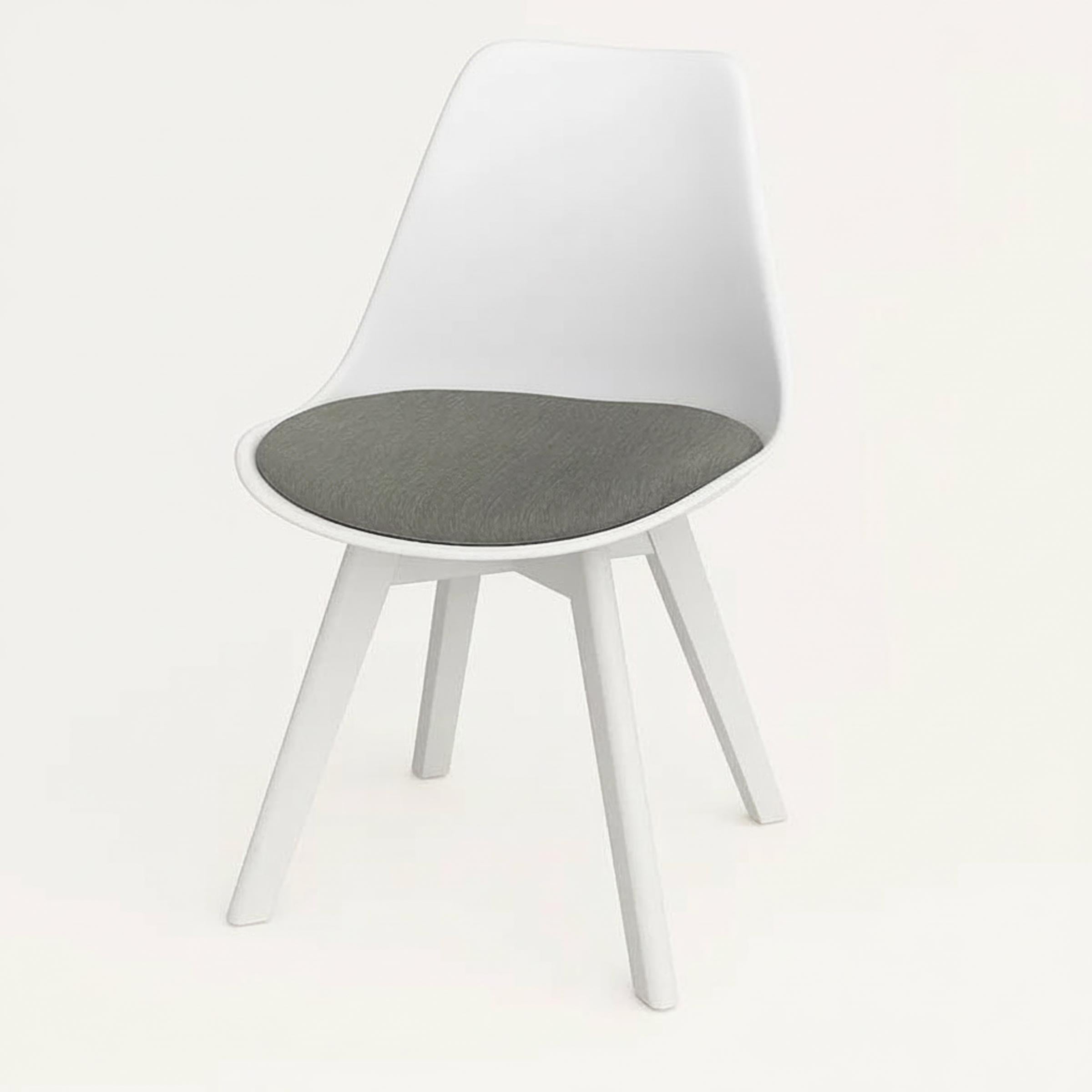 Stylish Tulip Indoor Chair with cushioned seat and durable PVC shell. Perfect for dining, living, or as a dinner wagon chair. Available in 9 colors.