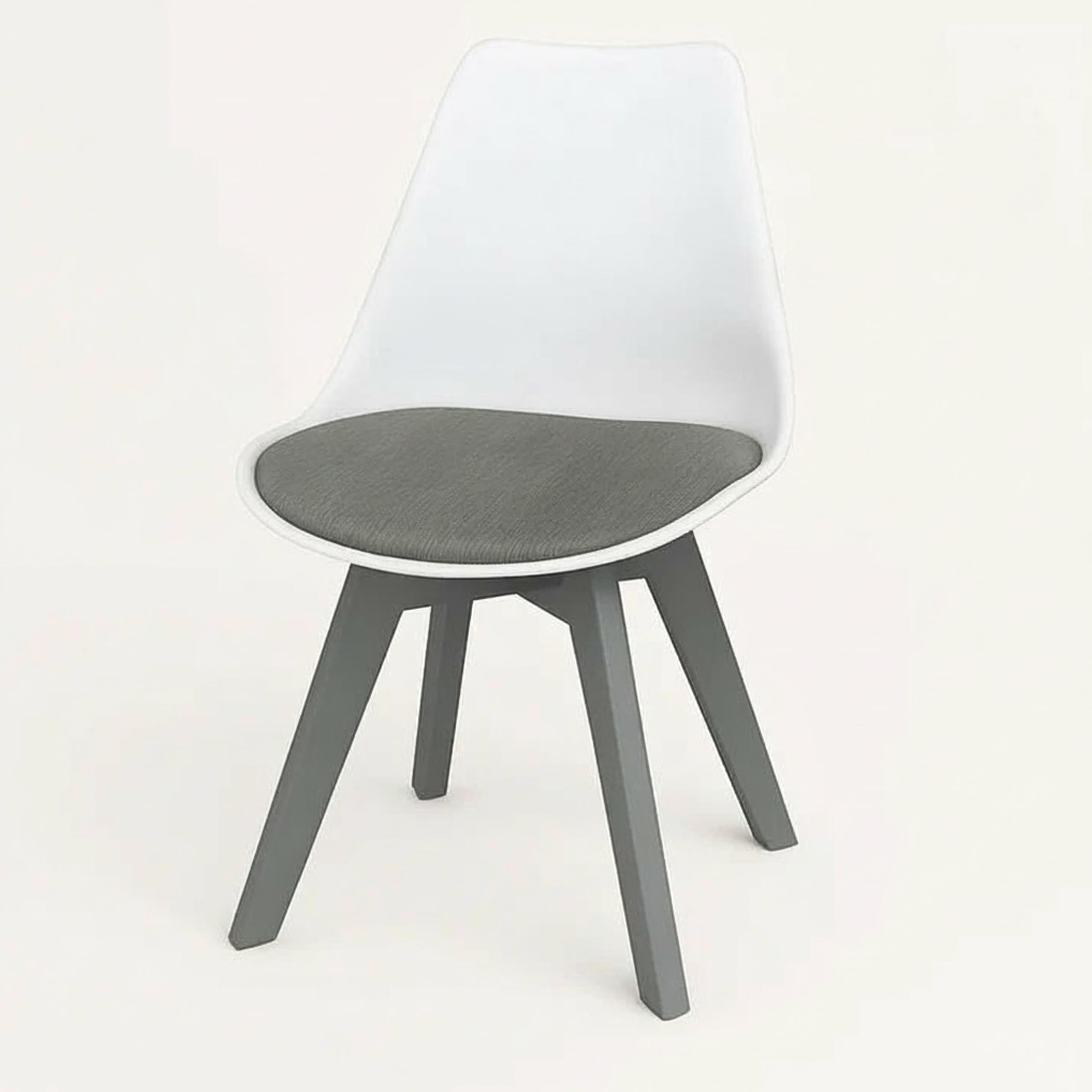 Stylish Tulip Indoor Chair with cushioned seat and durable PVC shell. Perfect for dining, living, or as a dinner wagon chair. Available in 9 colors.