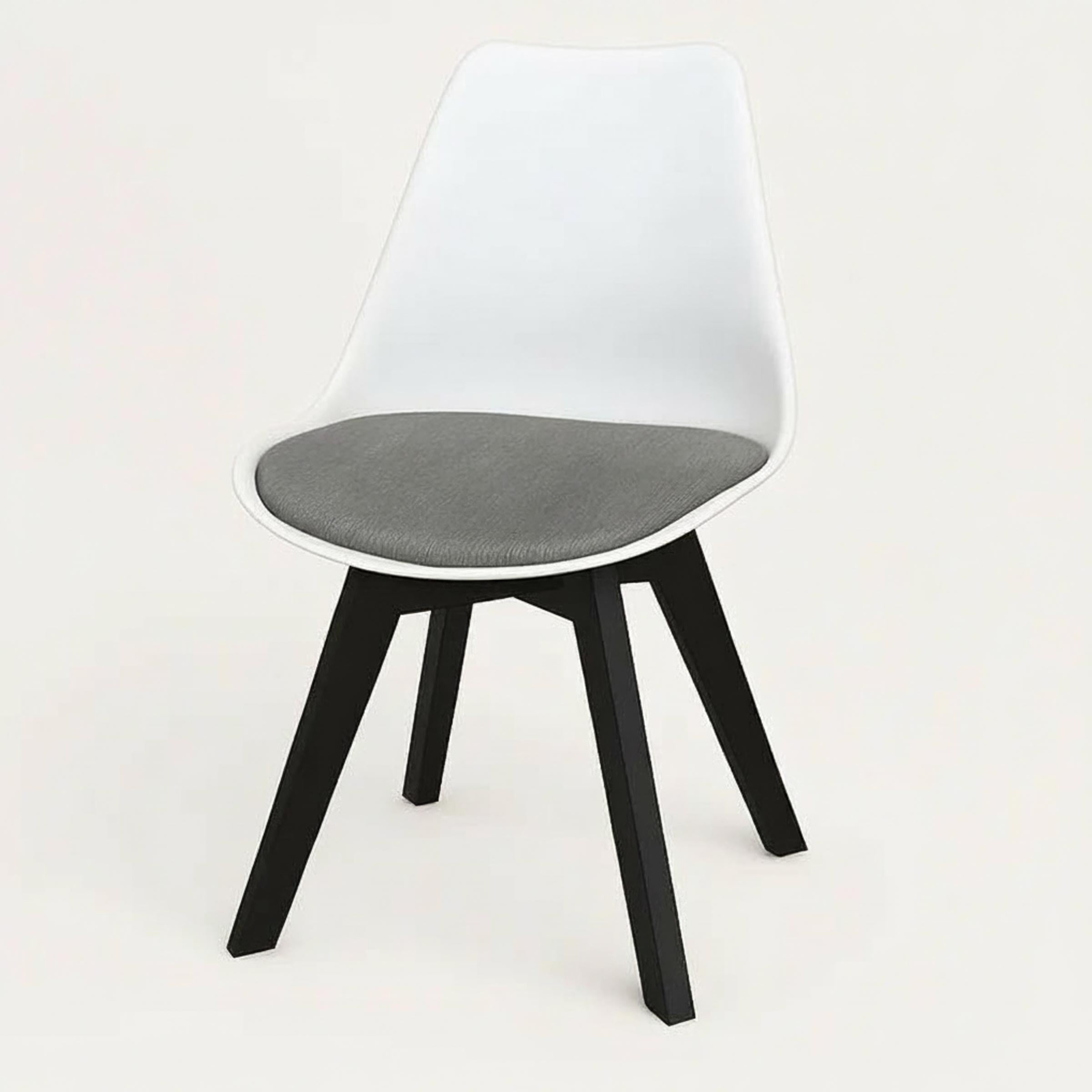Stylish Tulip Indoor Chair with cushioned seat and durable PVC shell. Perfect for dining, living, or as a dinner wagon chair. Available in 9 colors.