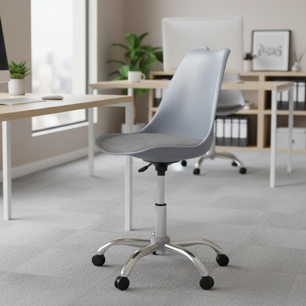 Tulip Swivel Chair modern indoor chair with wheels and 360 swivel ergonomic polymer seat for office and home use