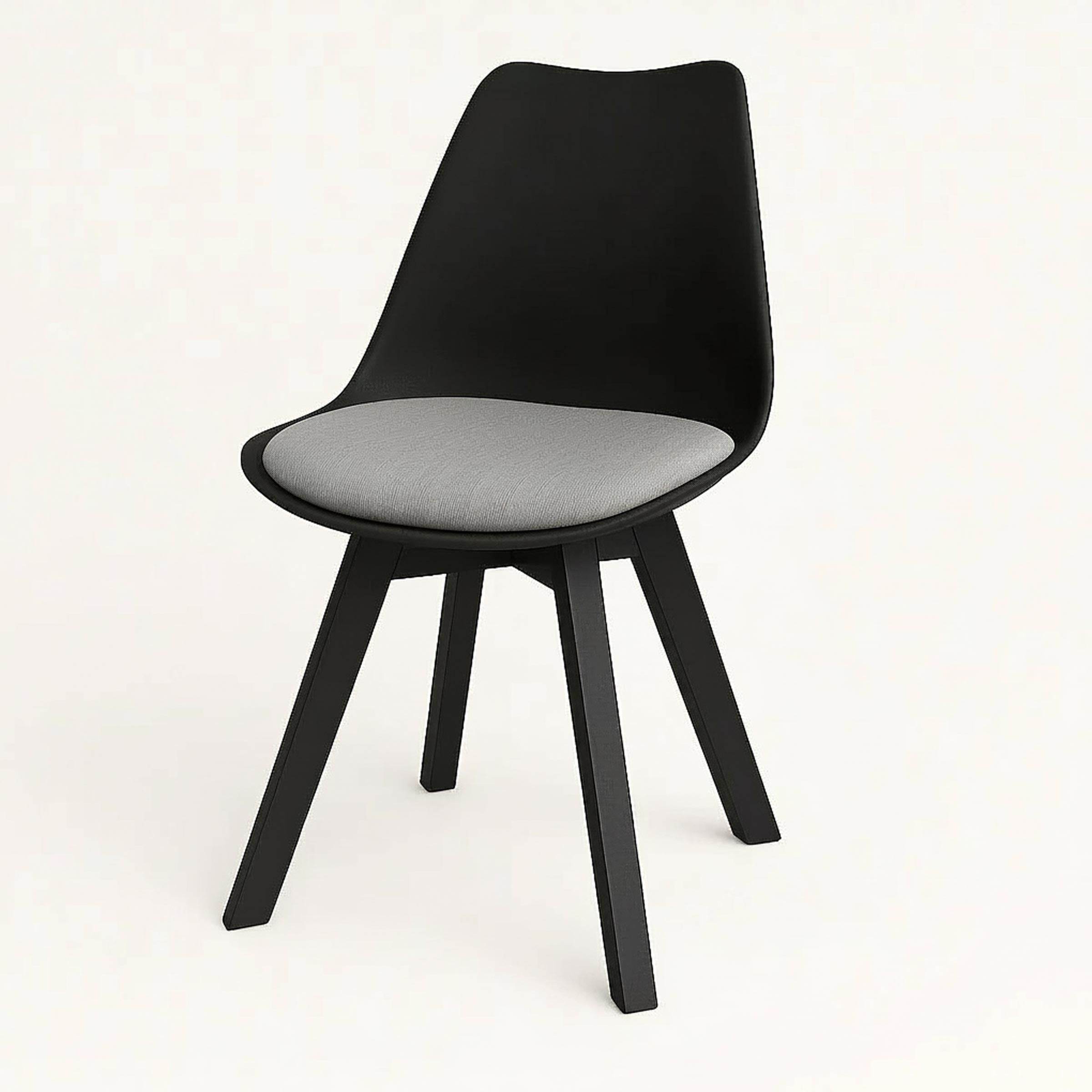 Stylish Tulip Indoor Chair with cushioned seat and durable PVC shell. Perfect for dining, living, or as a dinner wagon chair. Available in 9 colors.