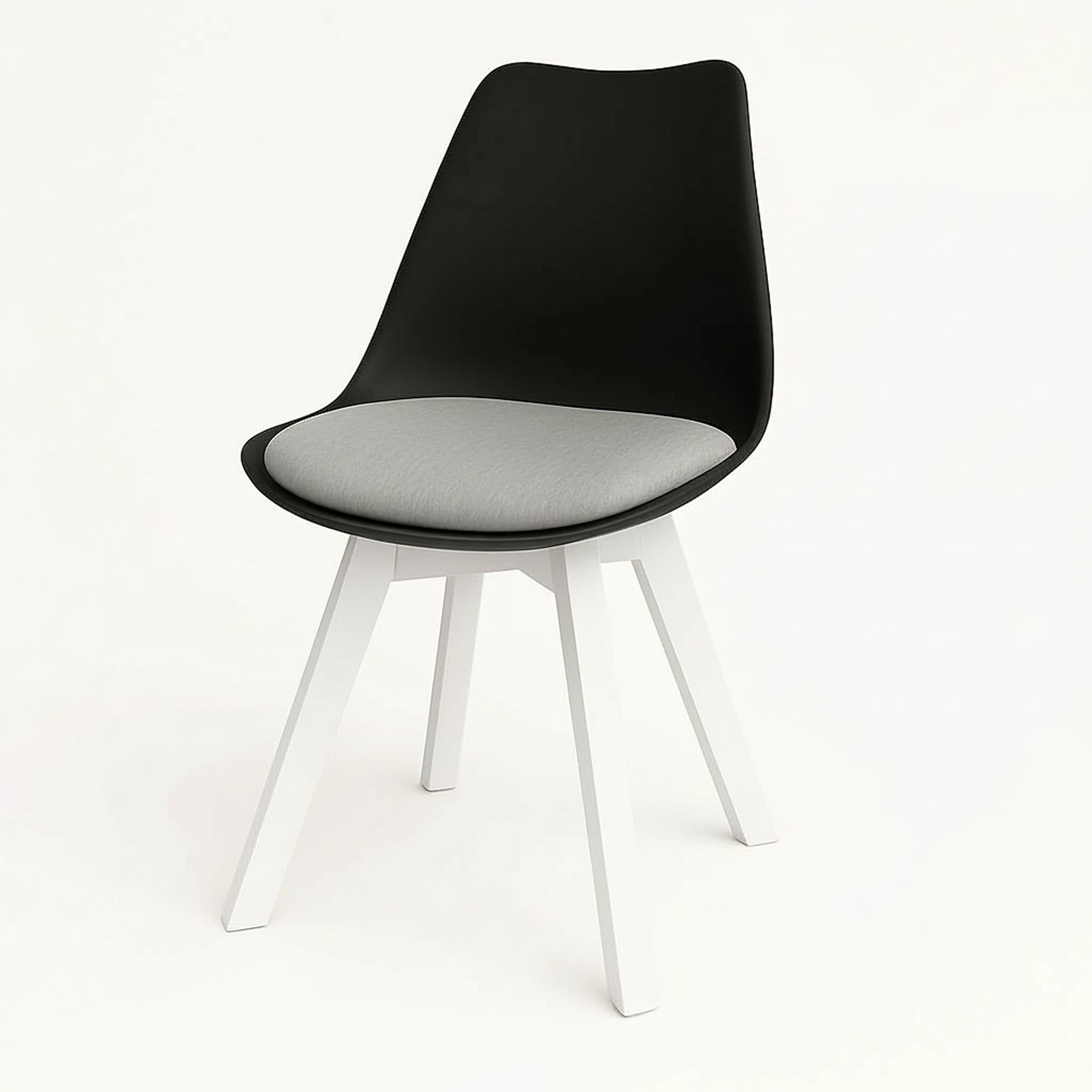 Stylish Tulip Indoor Chair with cushioned seat and durable PVC shell. Perfect for dining, living, or as a dinner wagon chair. Available in 9 colors.