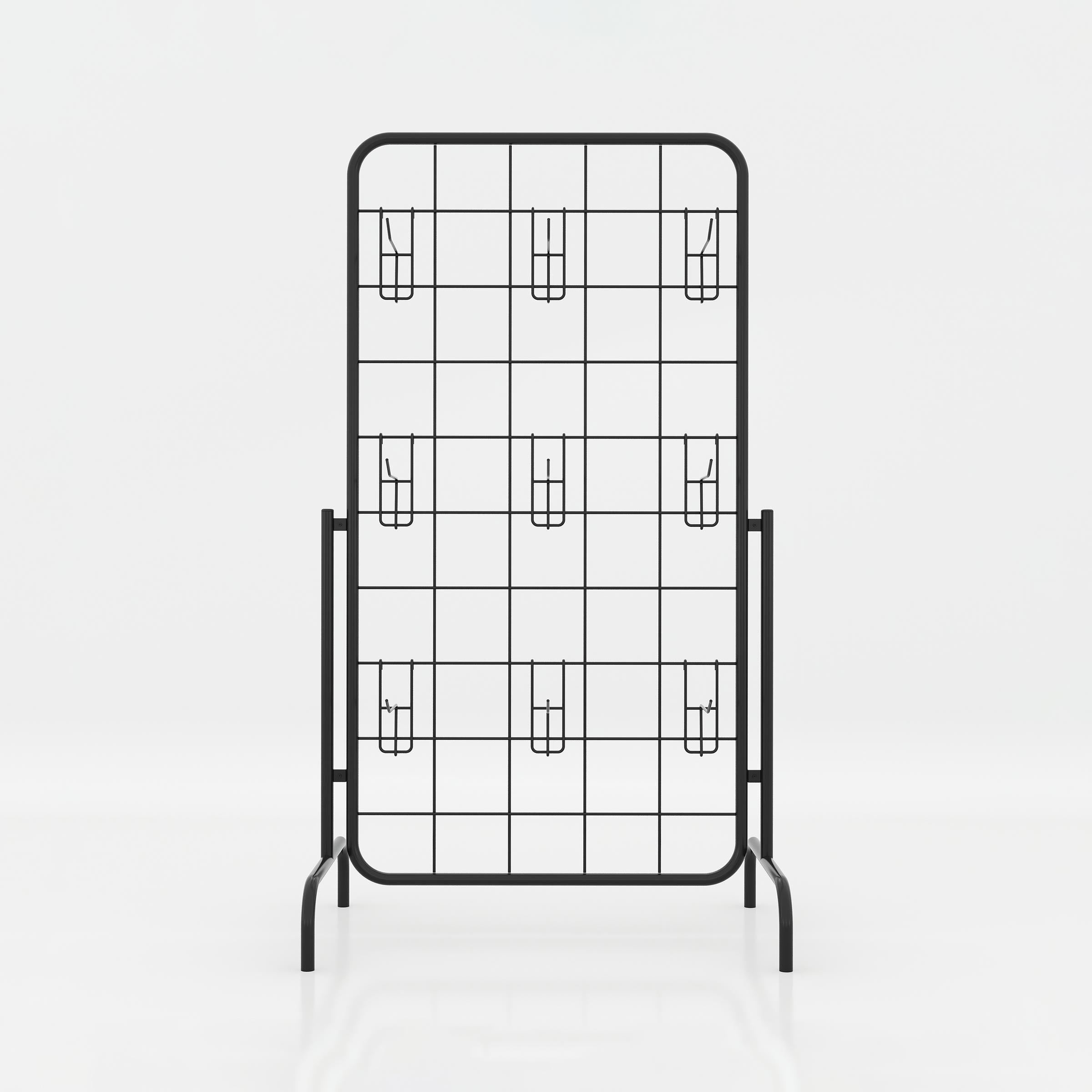 Black Tylon Cloth Stand designed for displaying clothing accessories, packaged garments and lightweight retail products in an organized way.