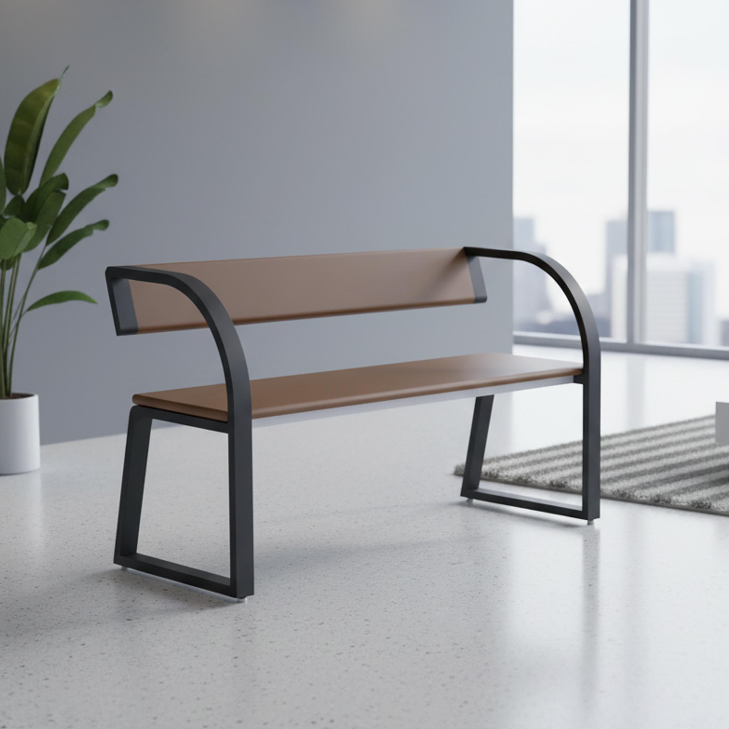 Vexor Waiting Bench, modern style bench with cushioned rexine seat and back for waiting areas