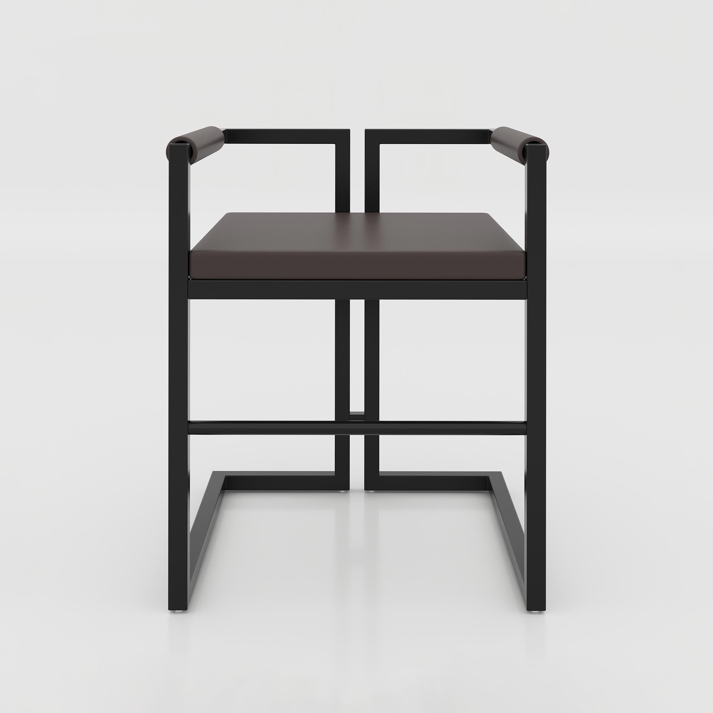 Compact Zelon Dining Chair with black steel frame and upholstered seat, ideal for restaurant, café and dining room use.