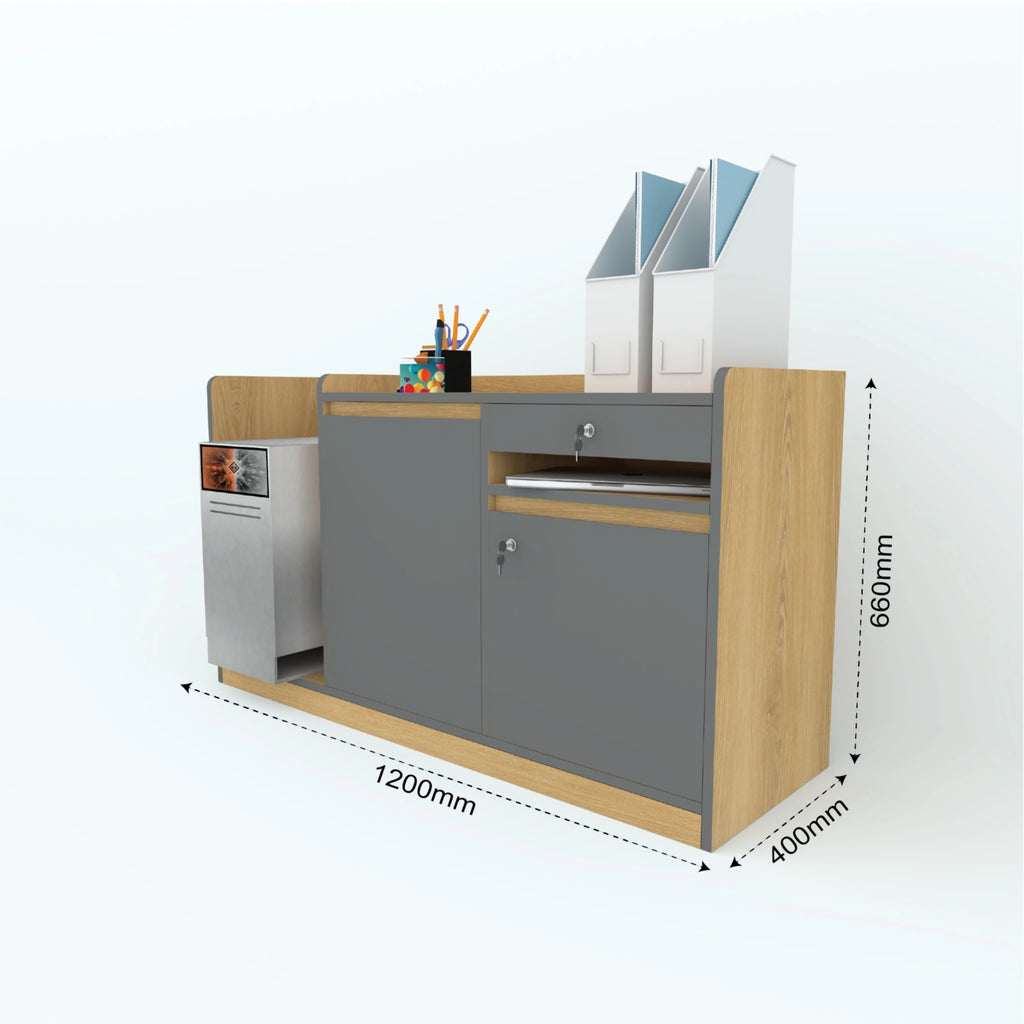 StashDesk side table dimension diagram: 1200 mm wide, 400 mm deep and 660 mm high.